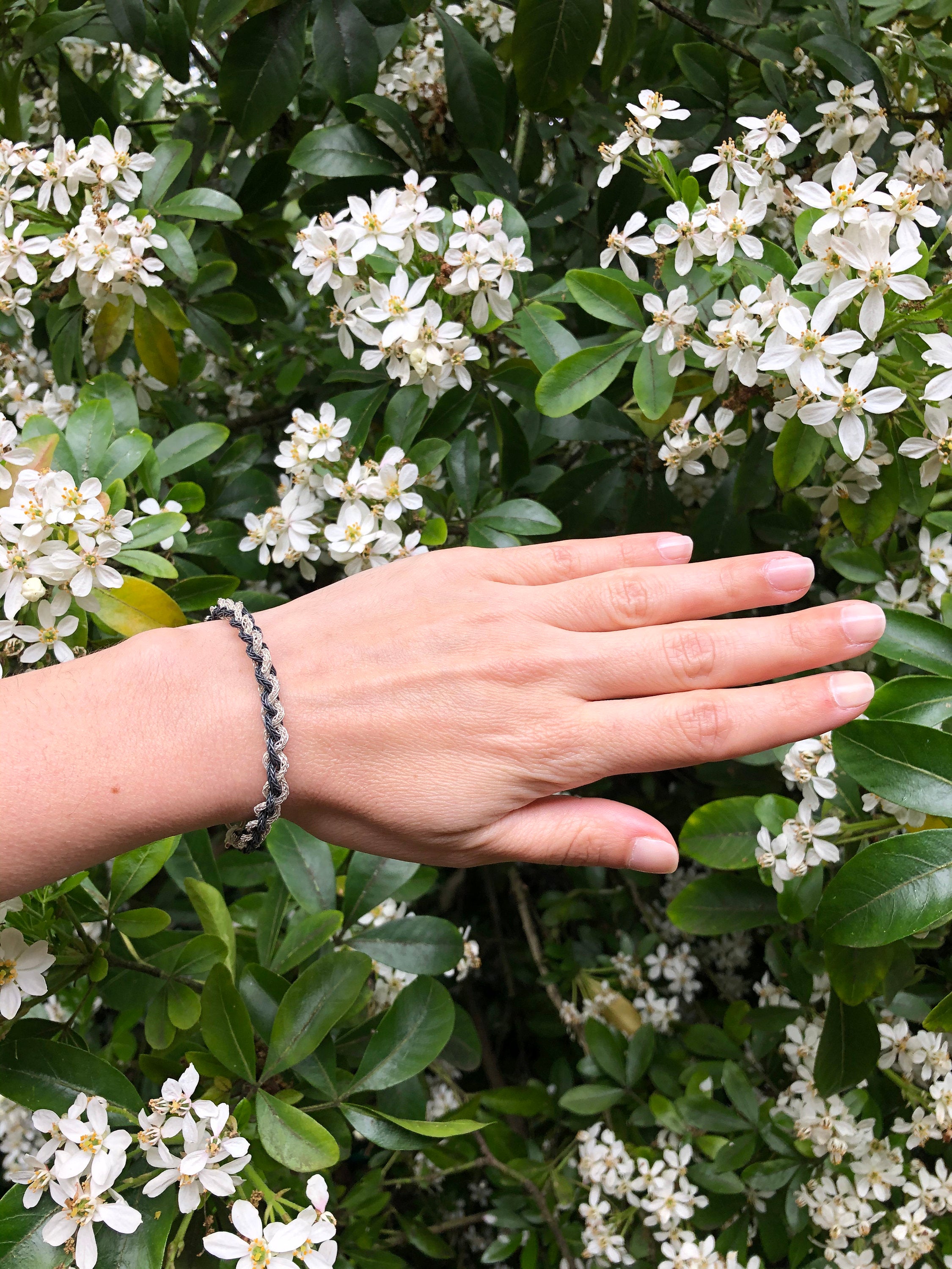 Handmade Dual-Tone Braided Sterling Silver Bracelet