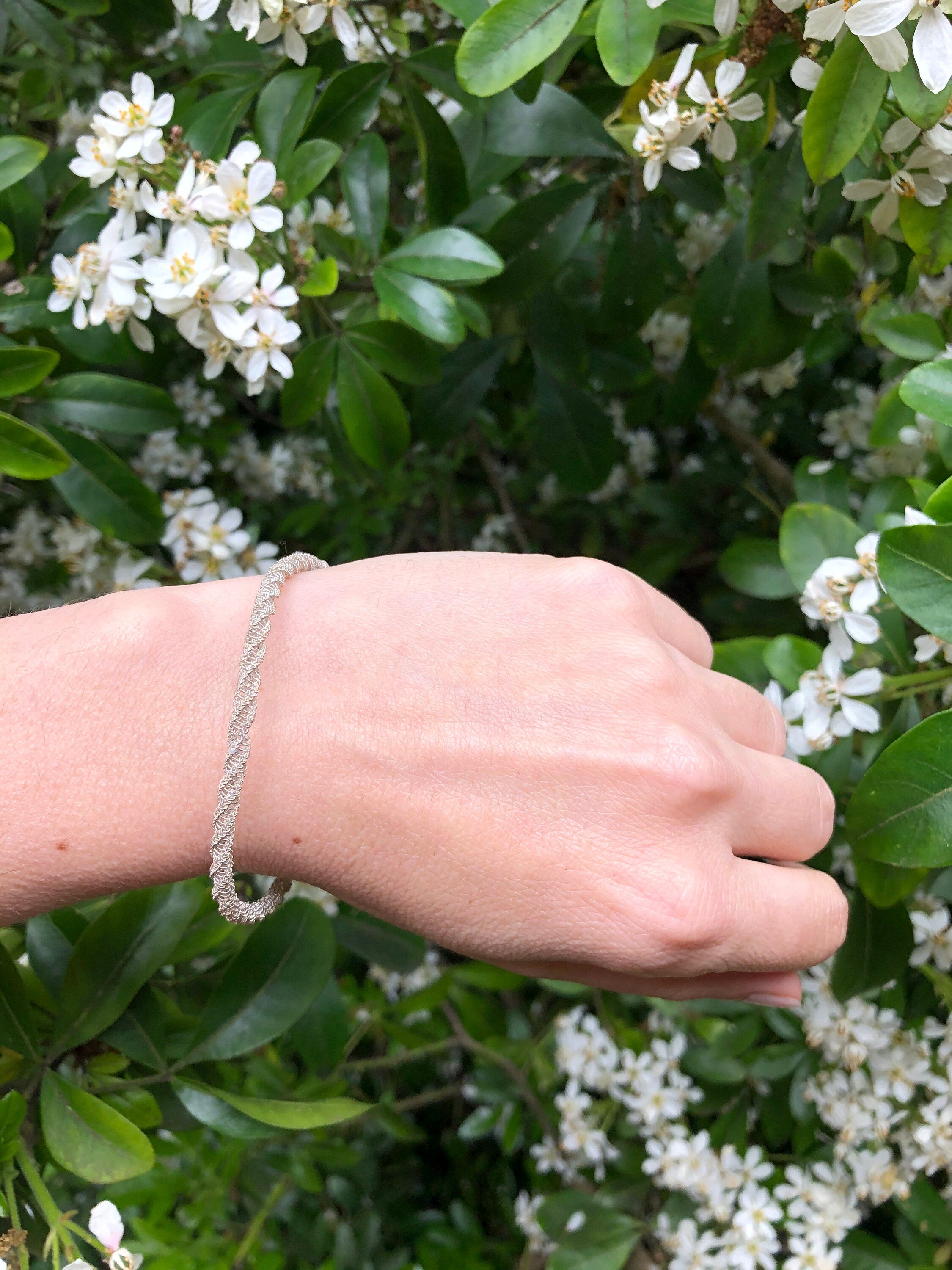 Delicate Hand-Braided Silver Bracelet