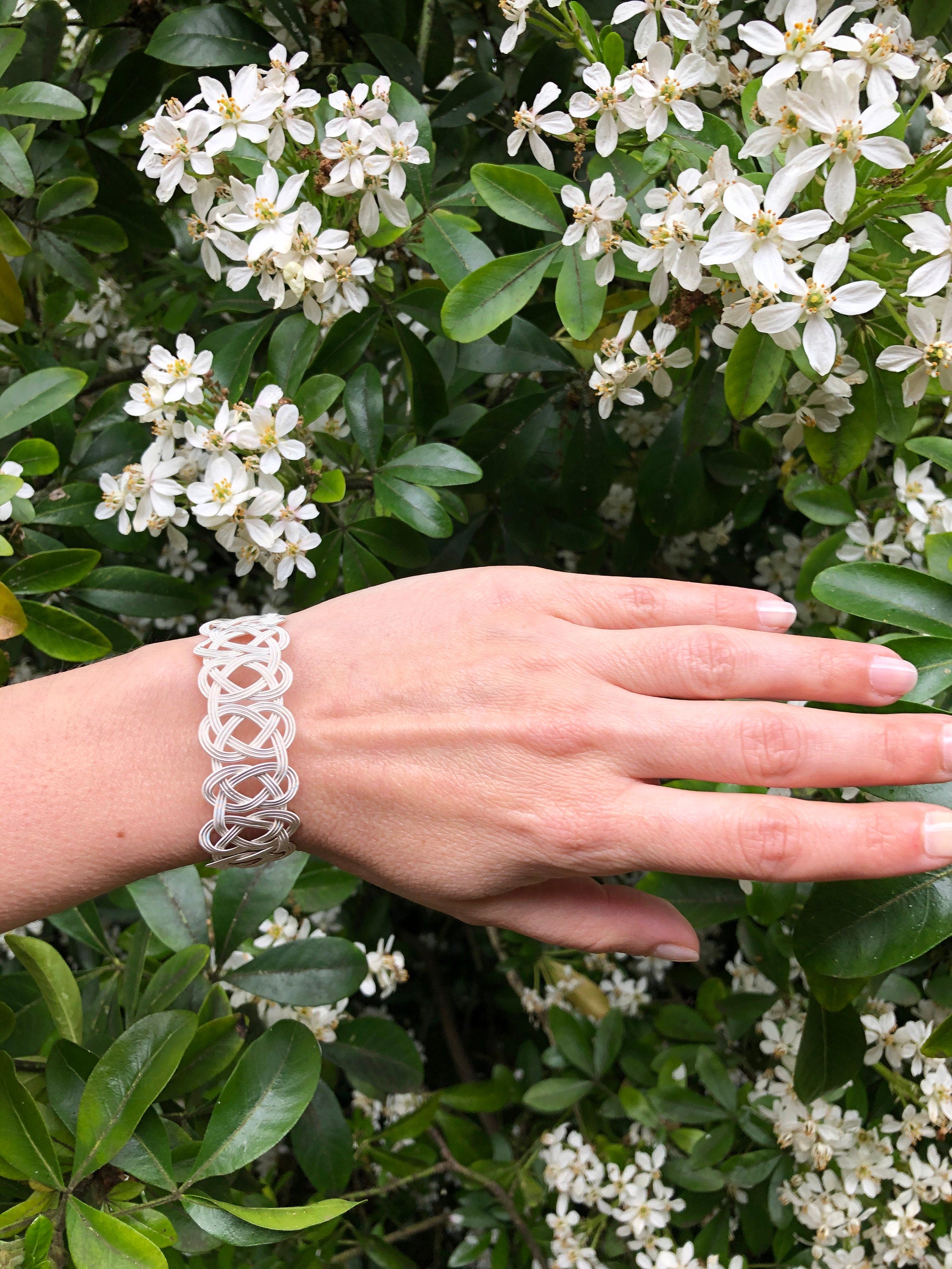 Ethereal Elegance: Handcrafted Sterling Silver Knot Bracelet