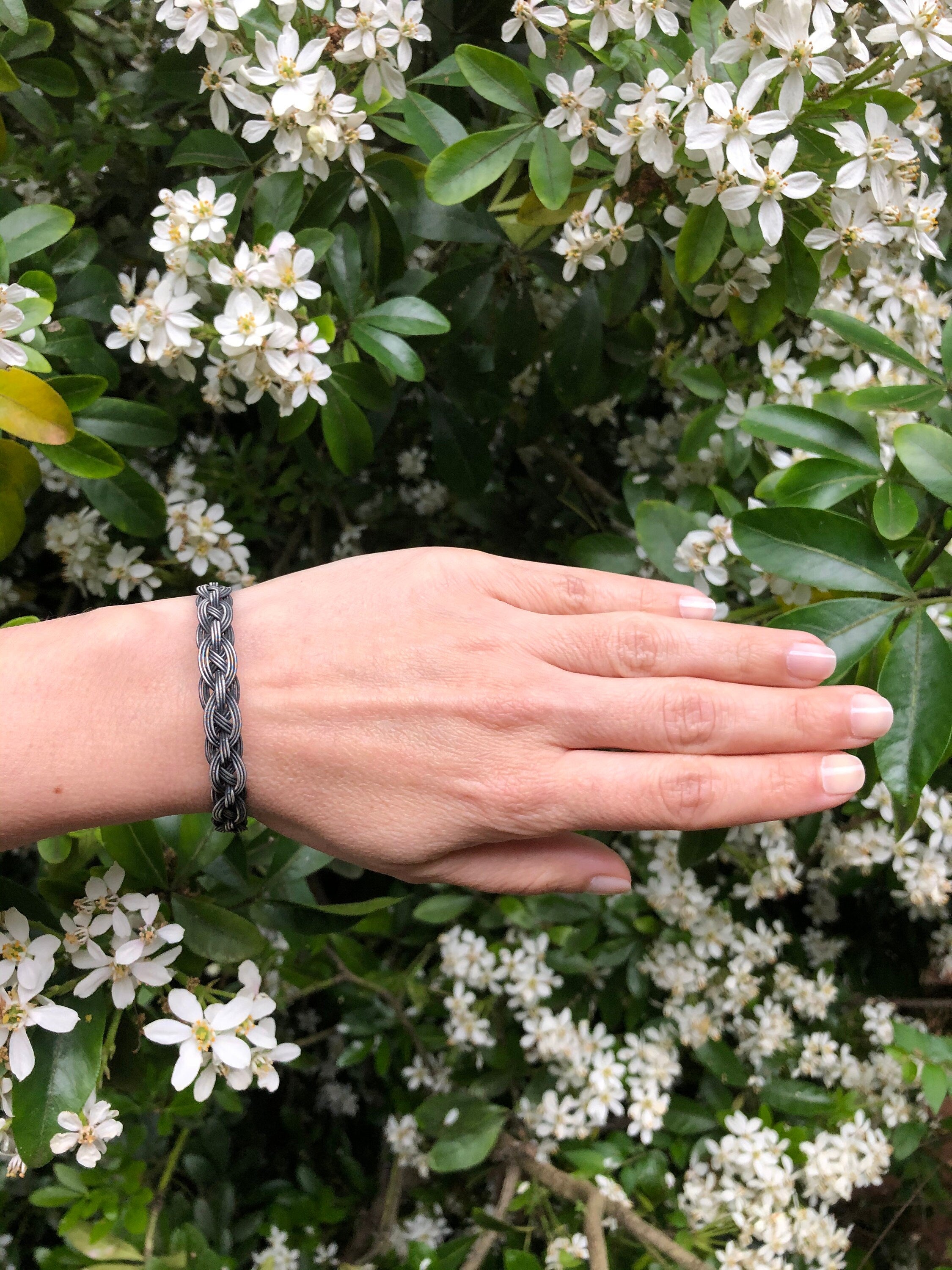 Handmade Sterling Silver Twisted Braided Thin Bracelet