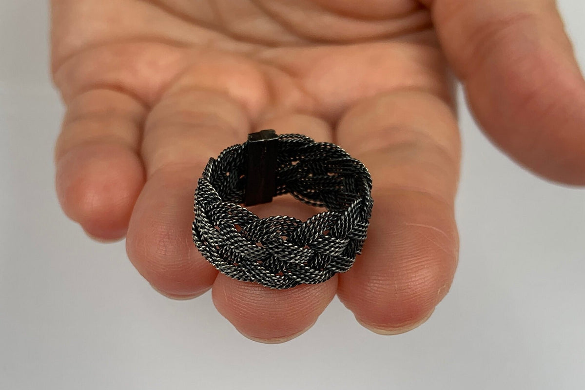 Braided Love: Exceptional Quality Sterling Silver Weaved Handmade Ring - Unisex, Handcrafted Weave Design
