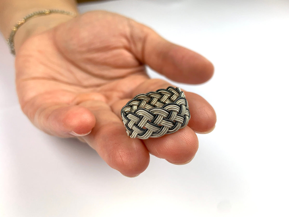 Sterling Silver Woven Ring: Handmade Unisex Band