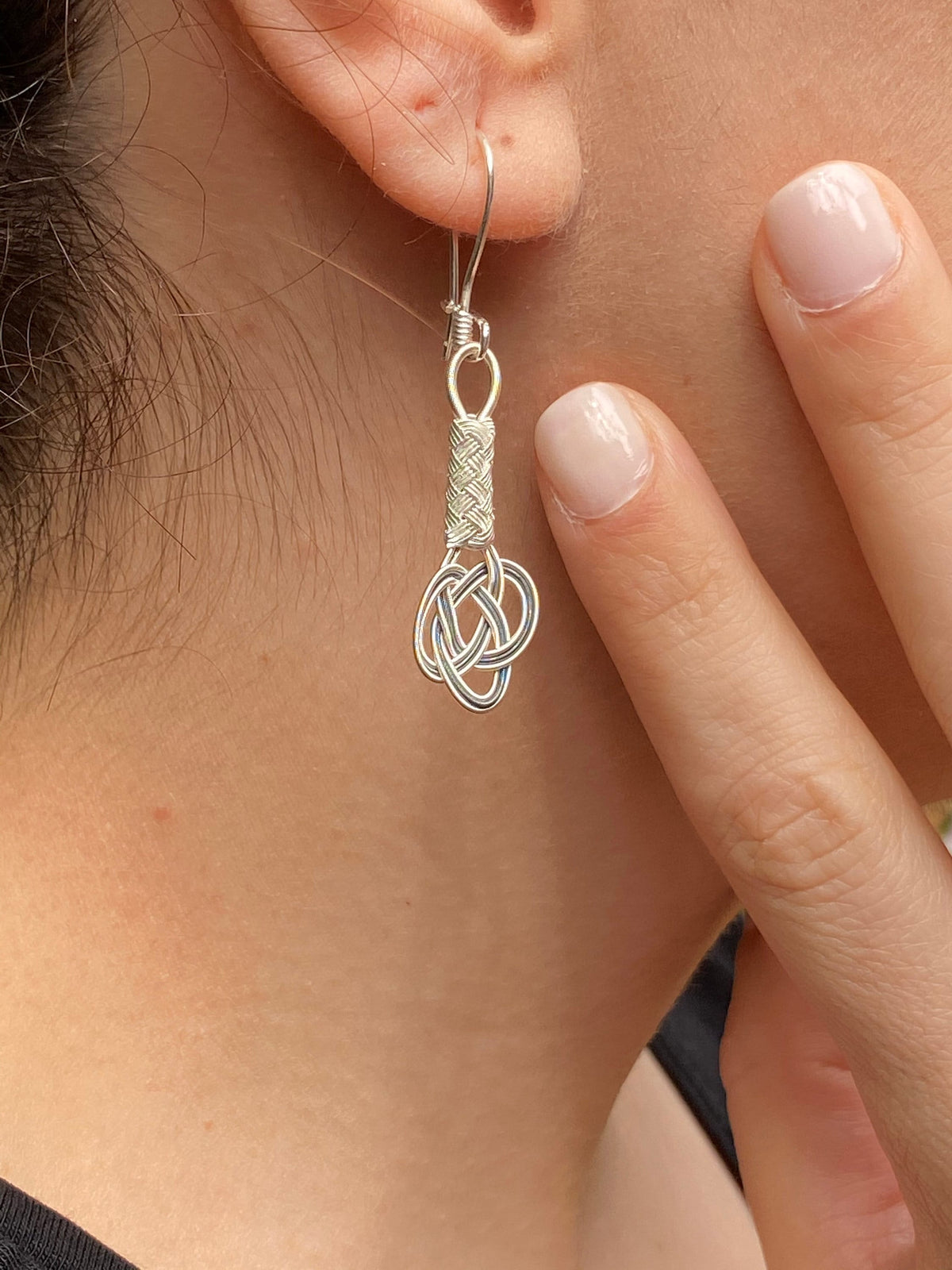 Two-Toned Infinity Silver Chain Dangle Earrings - Boho Chic Gift for Lover