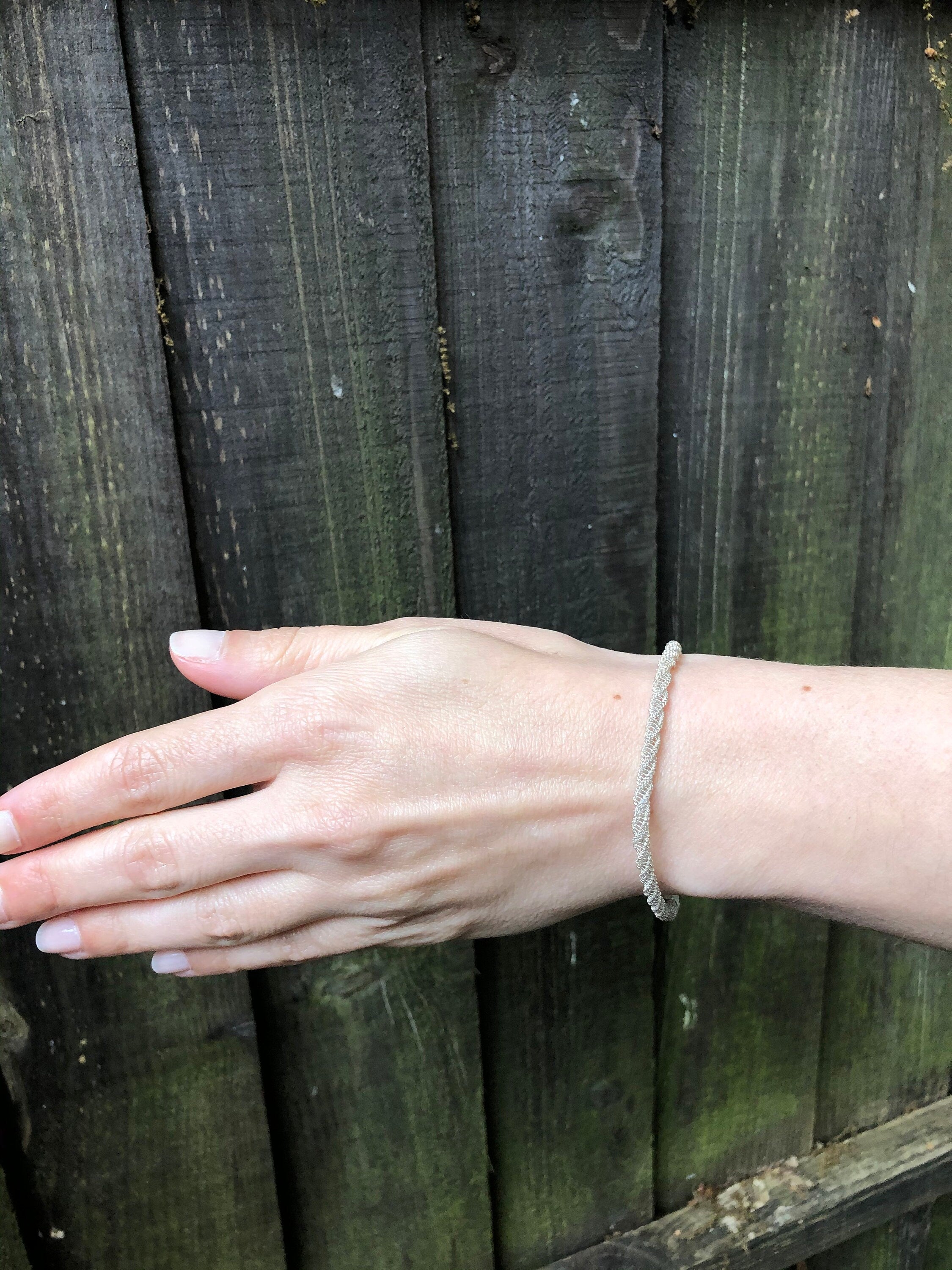 Delicate Hand-Braided Silver Bracelet