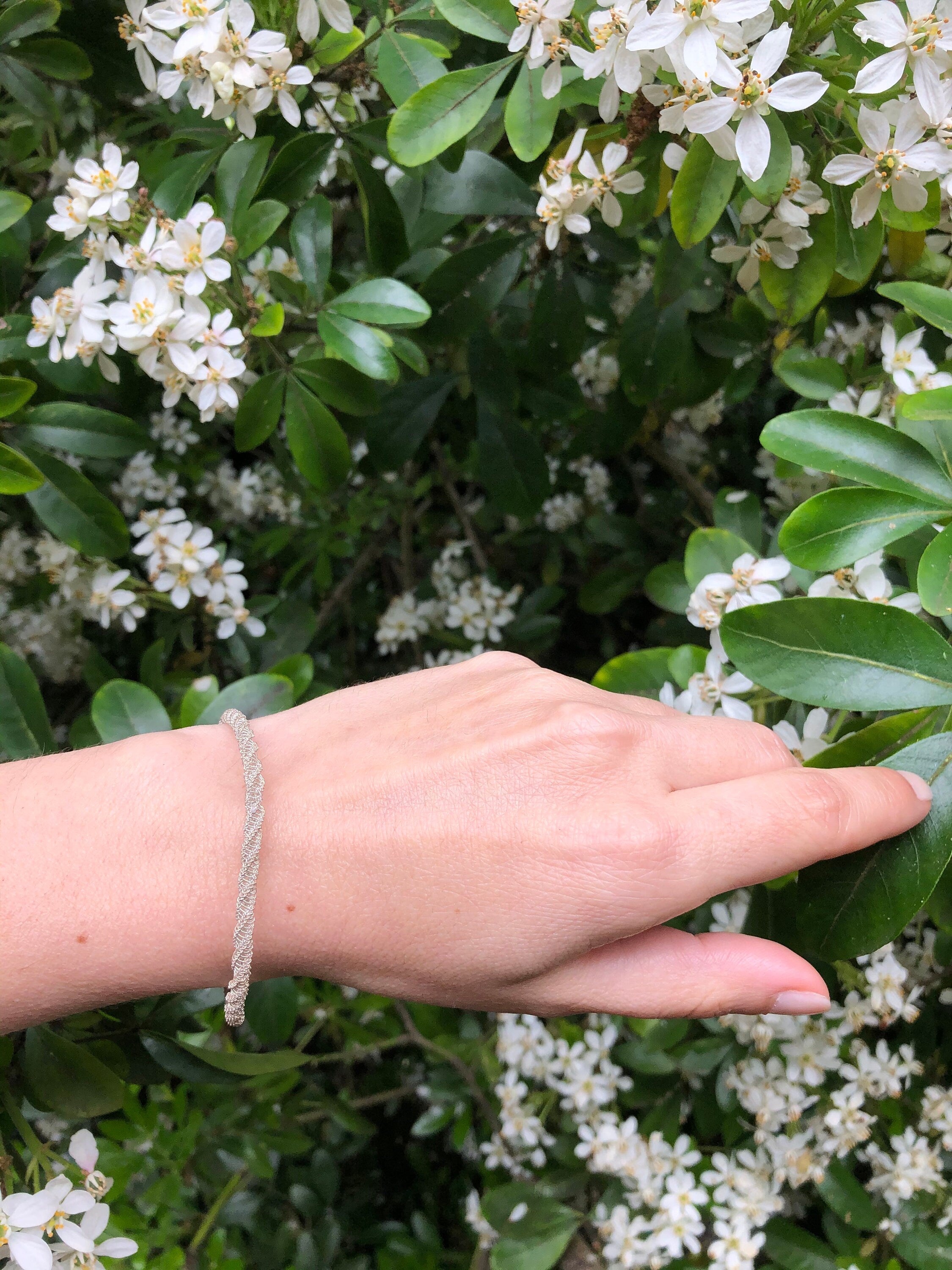 Delicate Hand-Braided Silver Bracelet