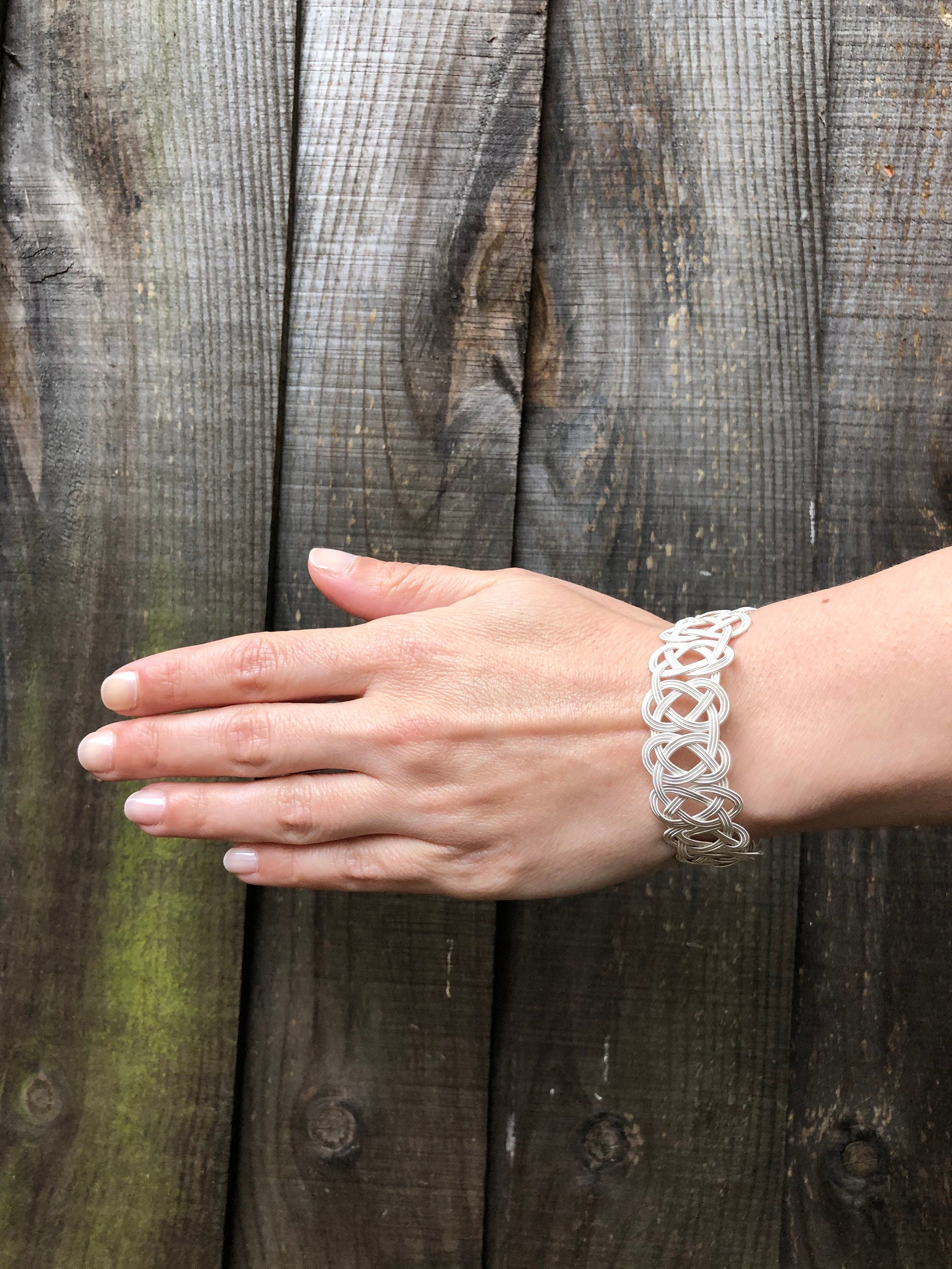 Ethereal Elegance: Handcrafted Sterling Silver Knot Bracelet