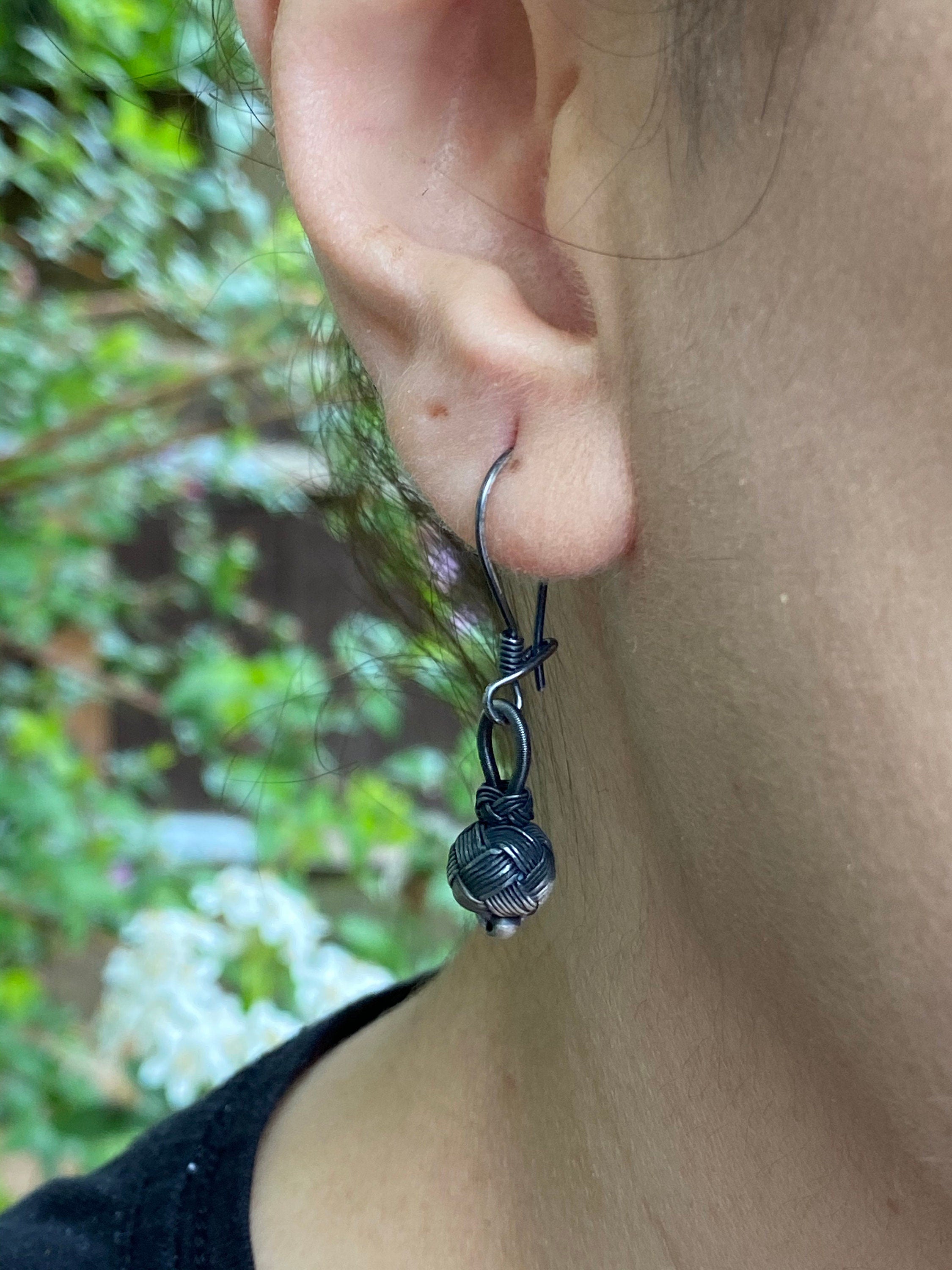 Braided Silver Drop Earrings