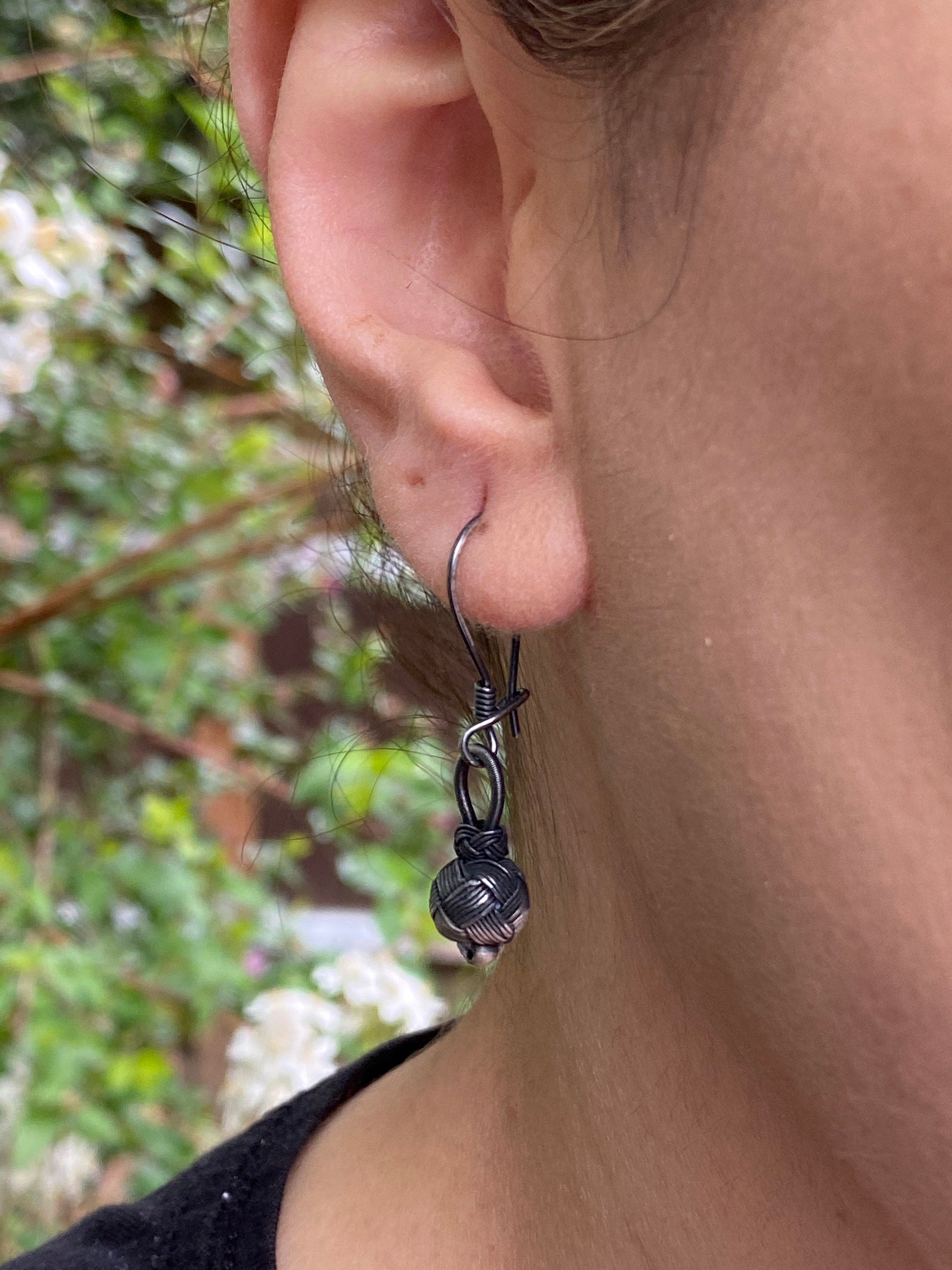 Braided Silver Drop Earrings