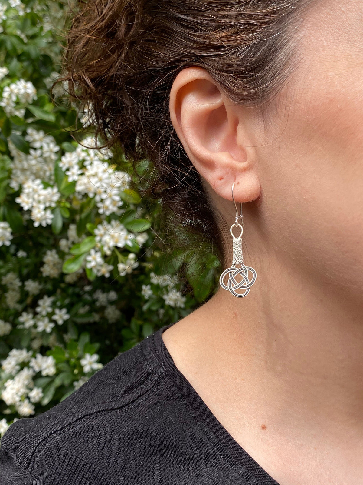 Two-Toned Infinity Silver Chain Dangle Earrings - Boho Chic Gift for Lover