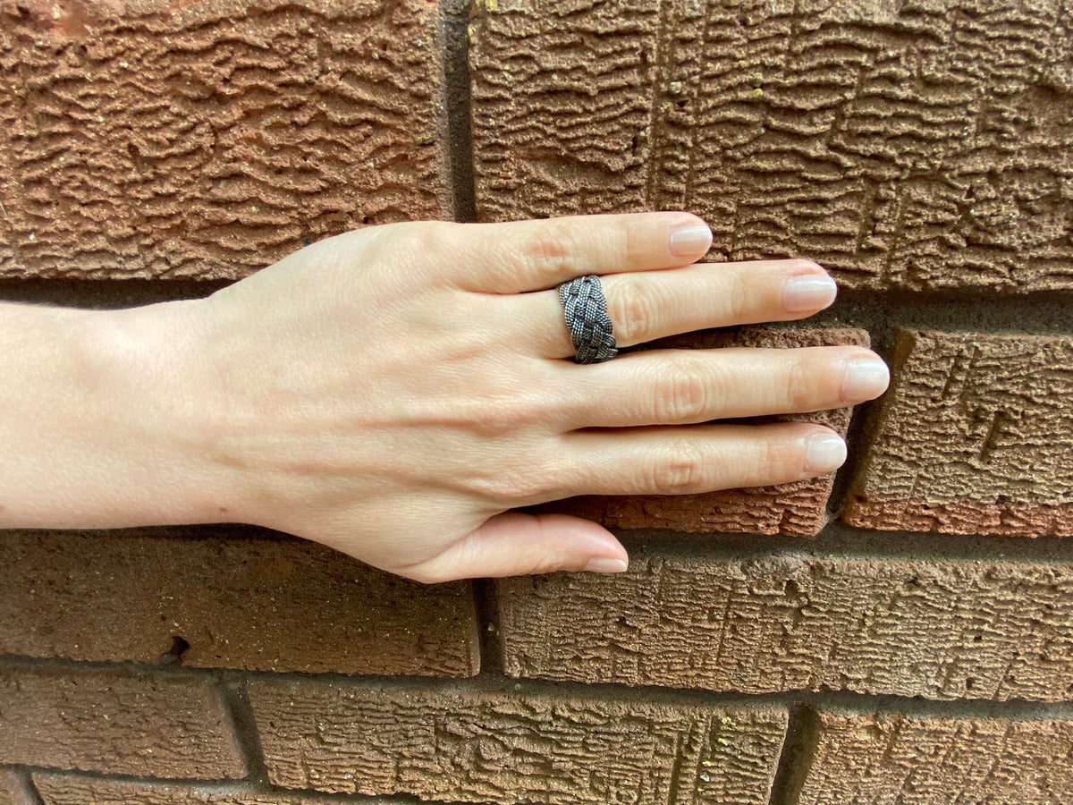Braided Love: Exceptional Quality Sterling Silver Weaved Handmade Ring - Unisex, Handcrafted Weave Design