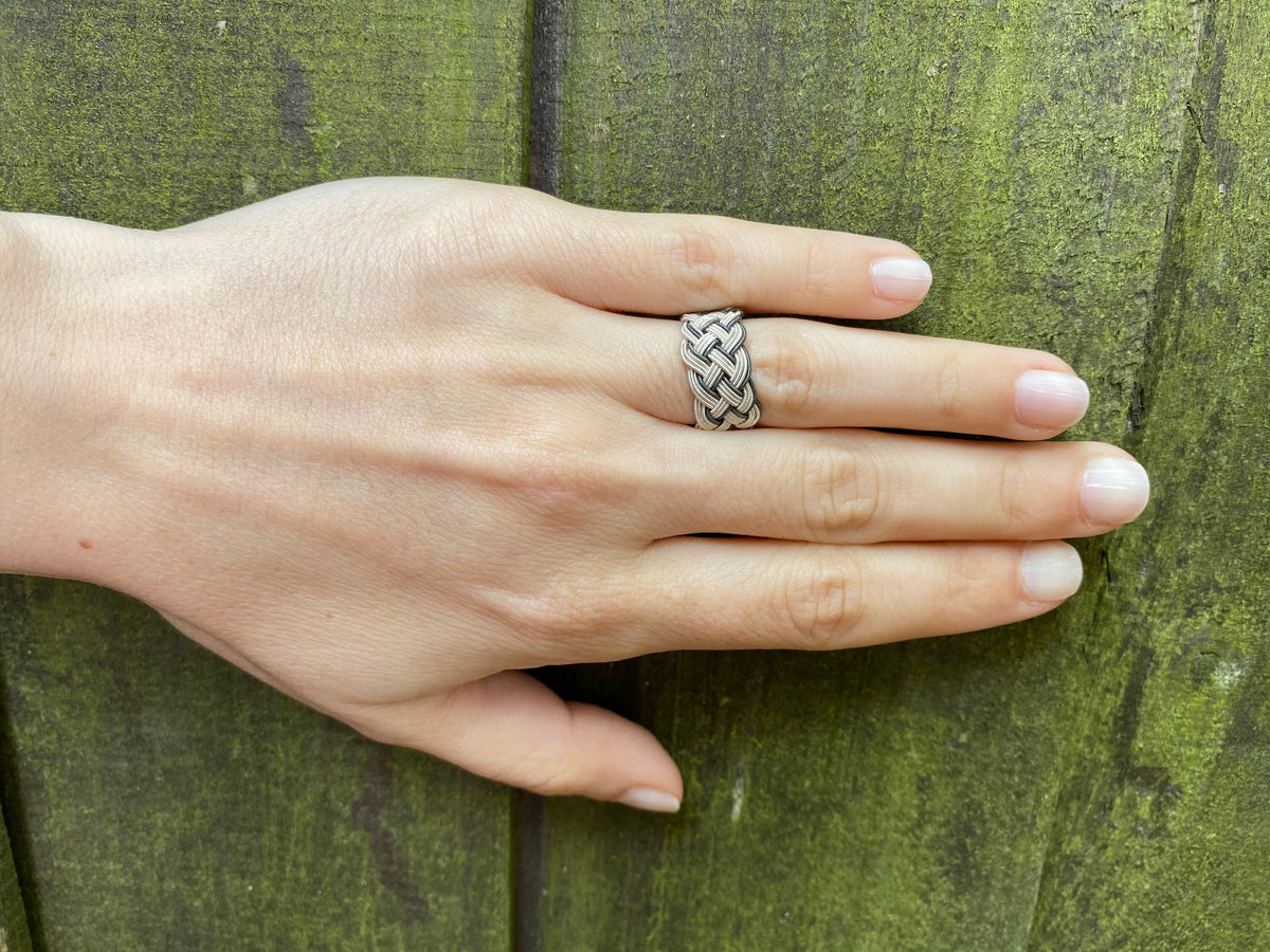 Sterling Silver Woven Ring: Handmade Unisex Band