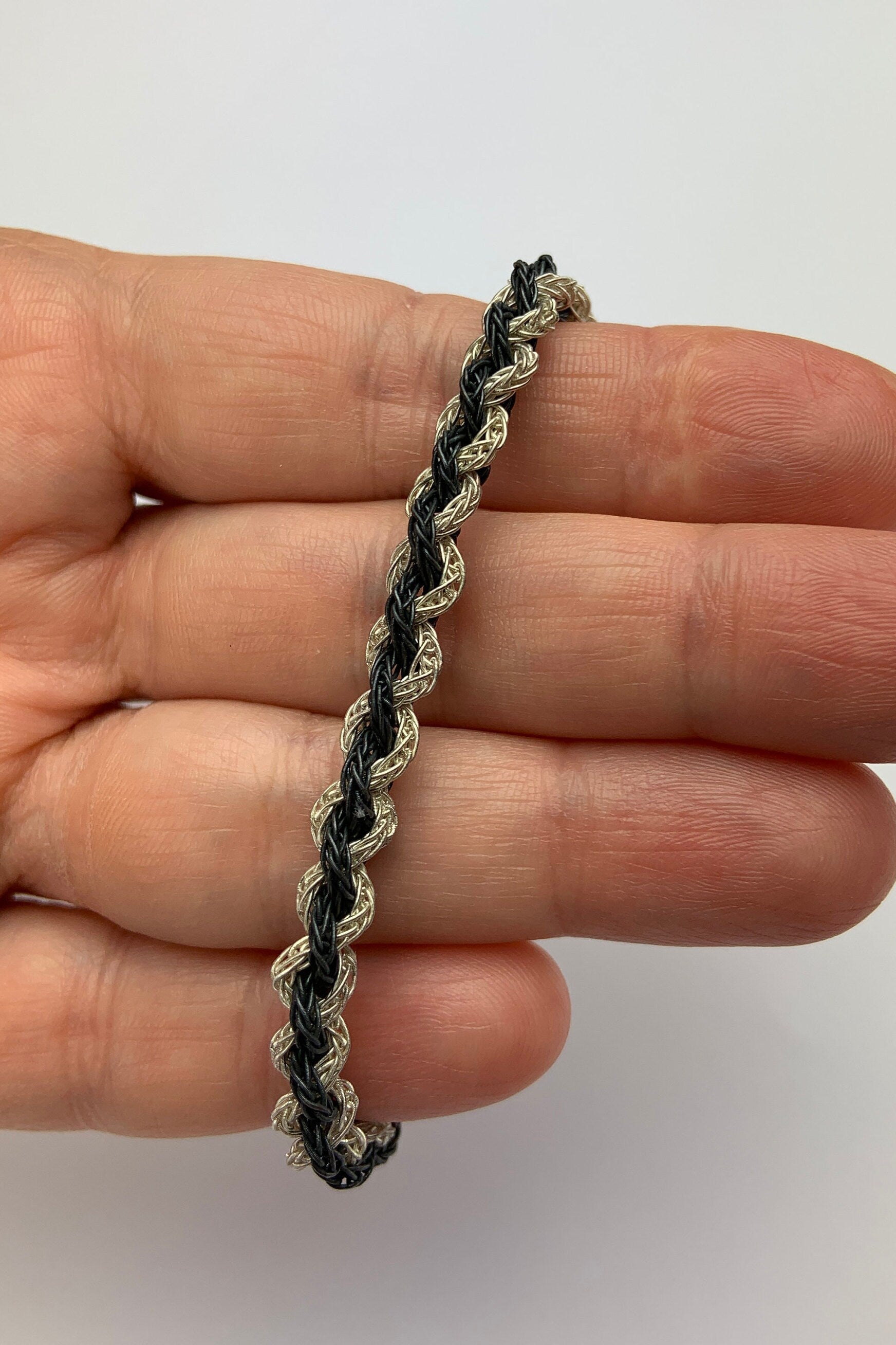 Handmade Dual-Tone Braided Sterling Silver Bracelet