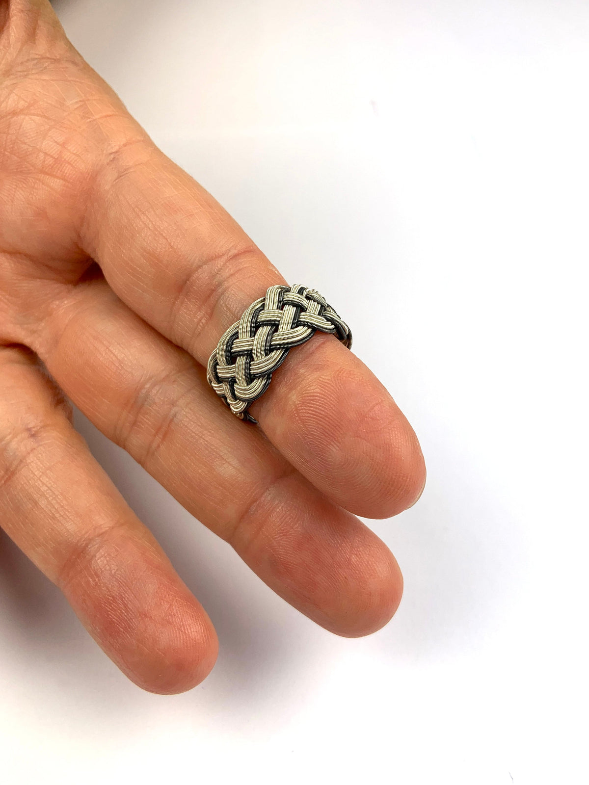 Sterling Silver Woven Ring: Handmade Unisex Band