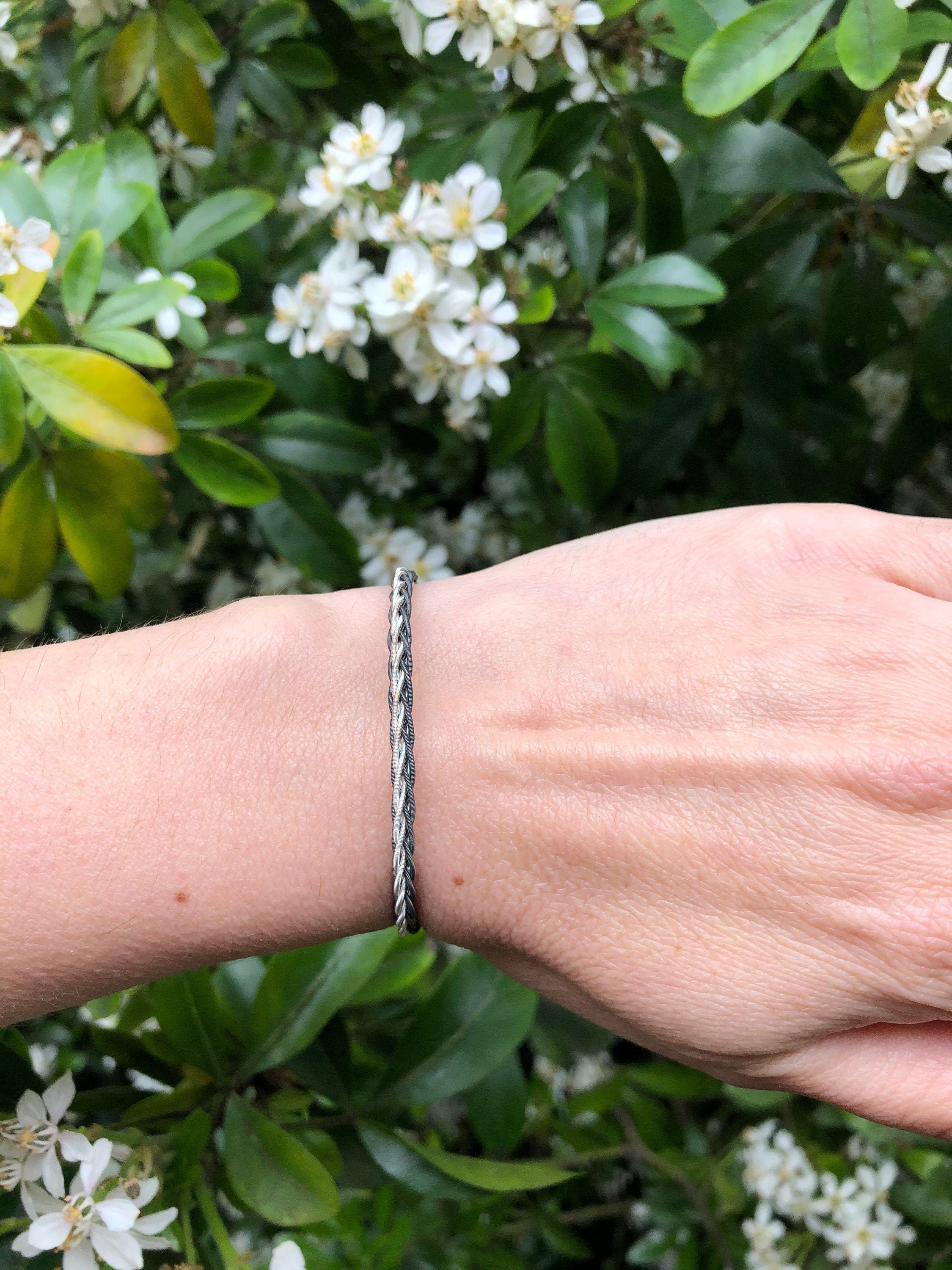 Premium WOVEN BRACELET, Silver Bracelet, Wonderful Gift, Thin Silver Bracelet, Braided Bracelet, Women Wire Bracelet, Unisex Bracelet available at Moyoni Design