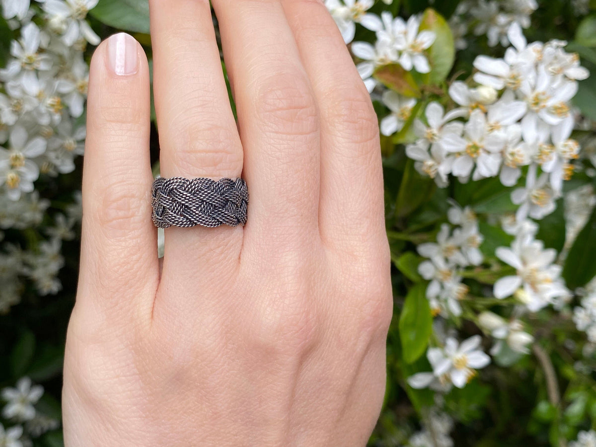 Braided Love: Exceptional Quality Sterling Silver Weaved Handmade Ring - Unisex, Handcrafted Weave Design