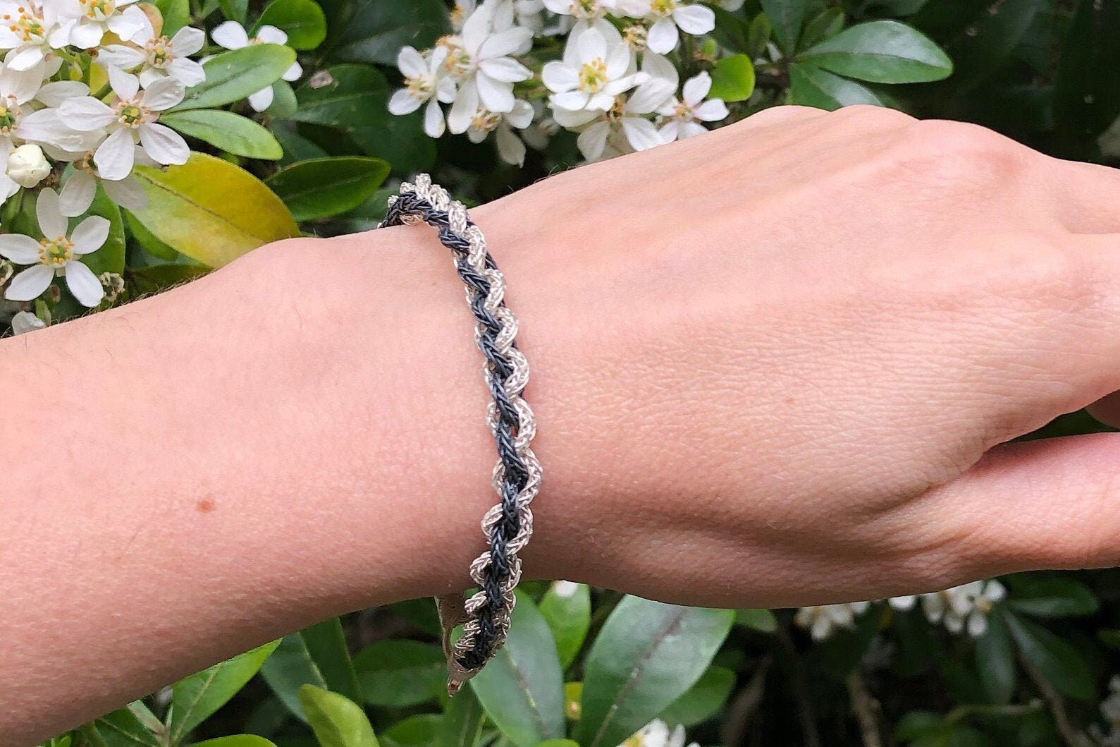 Handmade Dual-Tone Braided Sterling Silver Bracelet