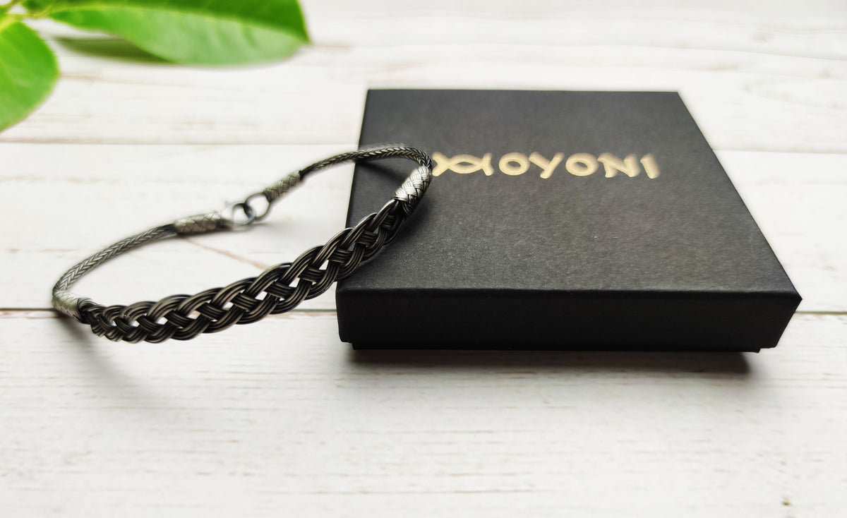 Stylish BRAIDED BRACELET, Sterling Silver, Chain Handmade Bracelet, Silver Chain Bracelet, Gift for Mom available at Moyoni Design