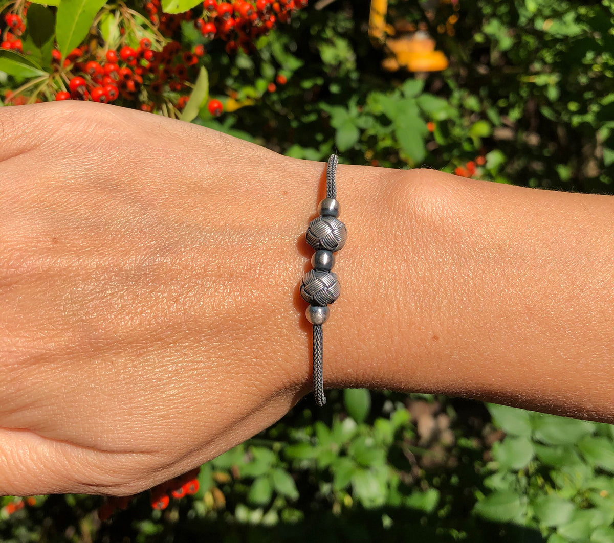 Weaved Infinity Sterling Silver Braided Bracelet, Infinity Bracelet for Men, Handmade Bracelet, Boho Bracelet