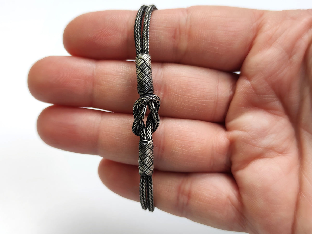 Handmade Braided Knot Silver Bracelet