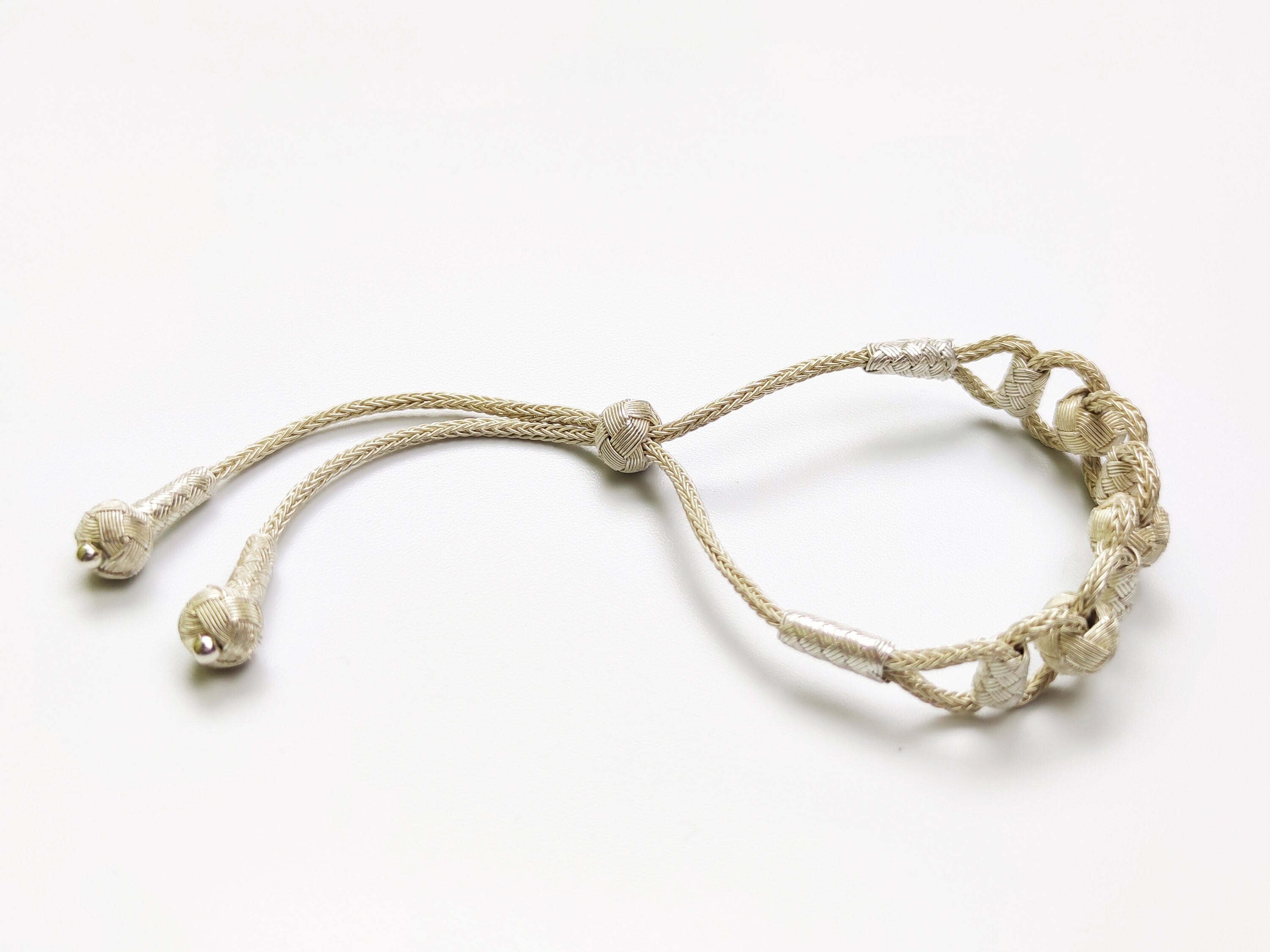 Adjustable Silver Braided Knot Chain Bracelet