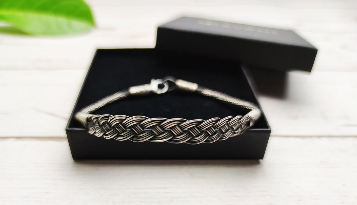 Stylish BRAIDED BRACELET, Sterling Silver, Chain Handmade Bracelet, Silver Chain Bracelet, Gift for Mom available at Moyoni Design
