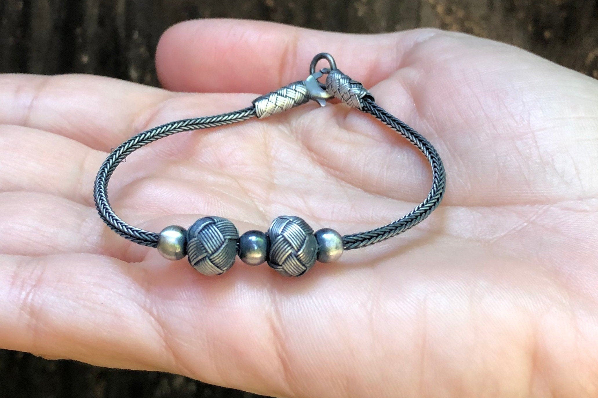 Weaved Infinity Sterling Silver Braided Bracelet, Infinity Bracelet for Men, Handmade Bracelet, Boho Bracelet