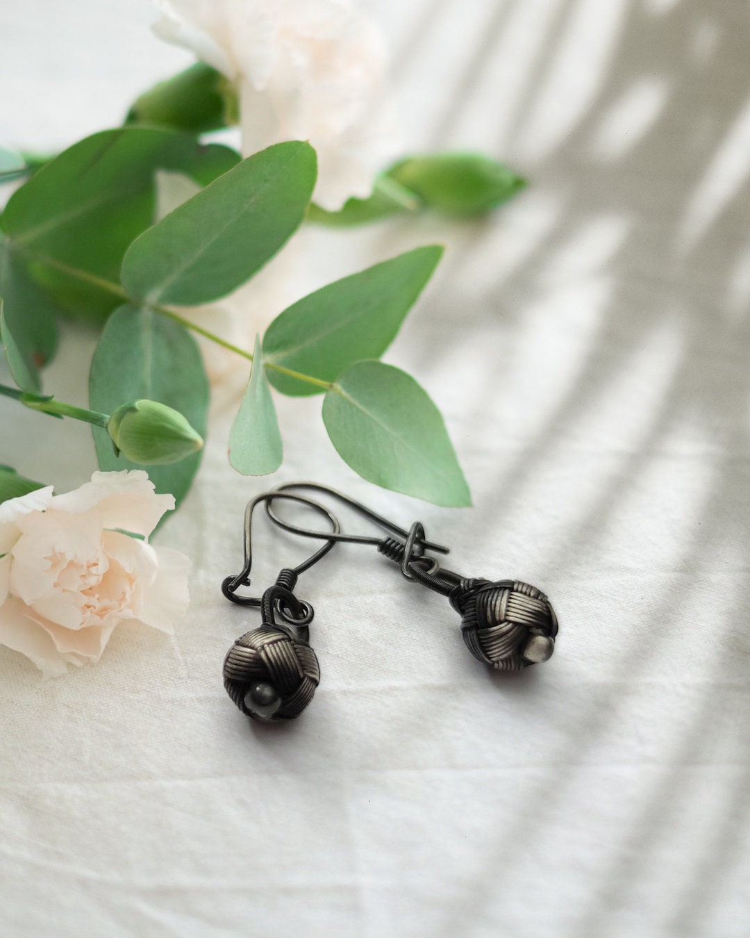 Braided Silver Drop Earrings