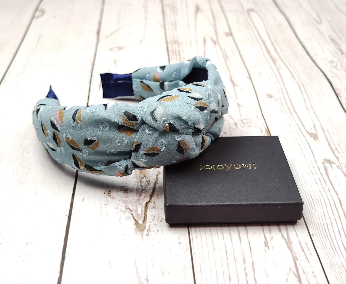 Blue Knotted Headband-Women’s Fabric Headband-Boho Twist Hairband-Soft Padded Turban Headband-Stylish Hair Accessory-Gift for Her