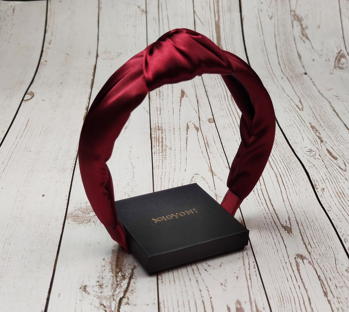 Dark Red Satin Knotted Headband, Padded Alice Band, Autumn Wedding Guest Hair Accessory