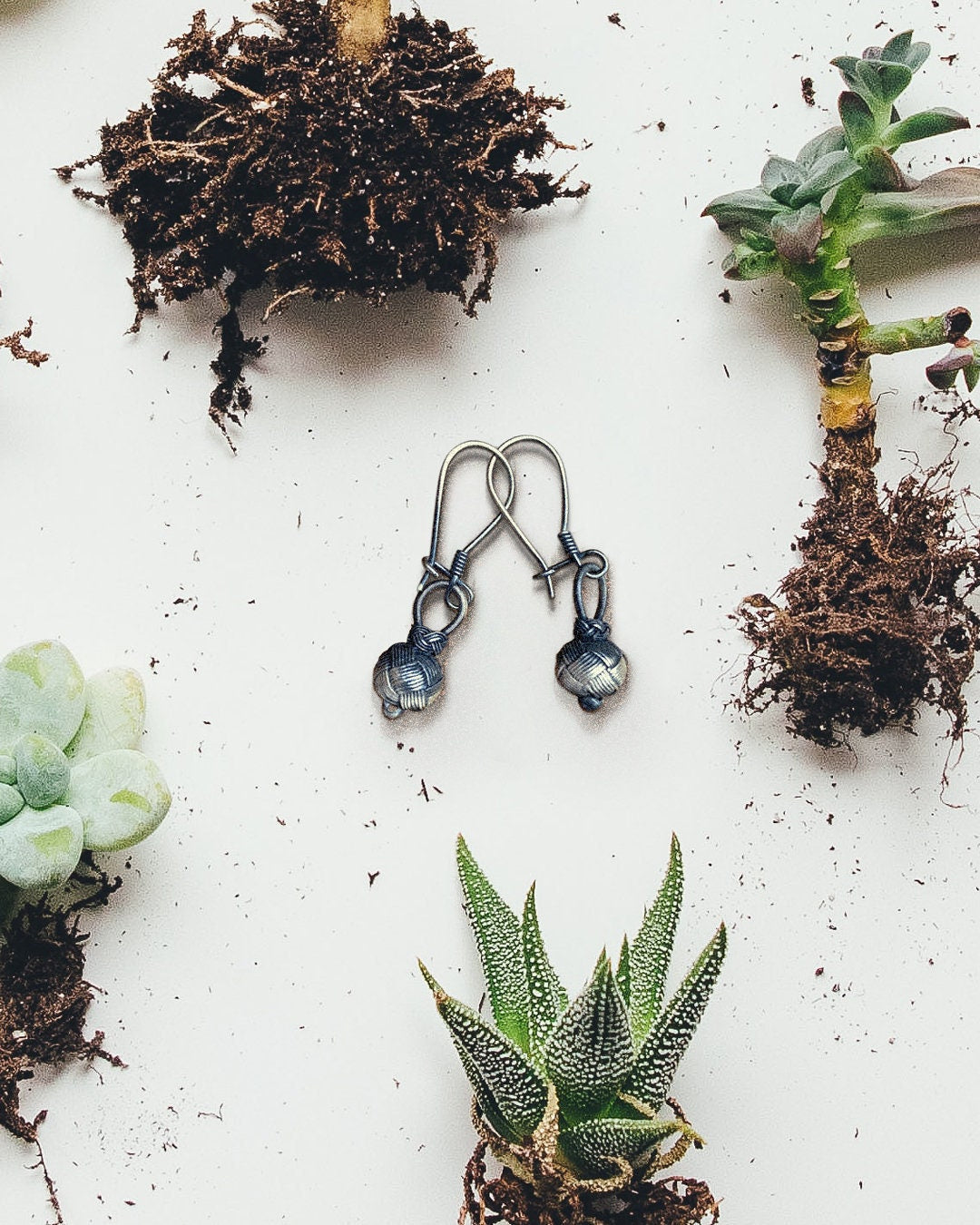 Braided Silver Drop Earrings