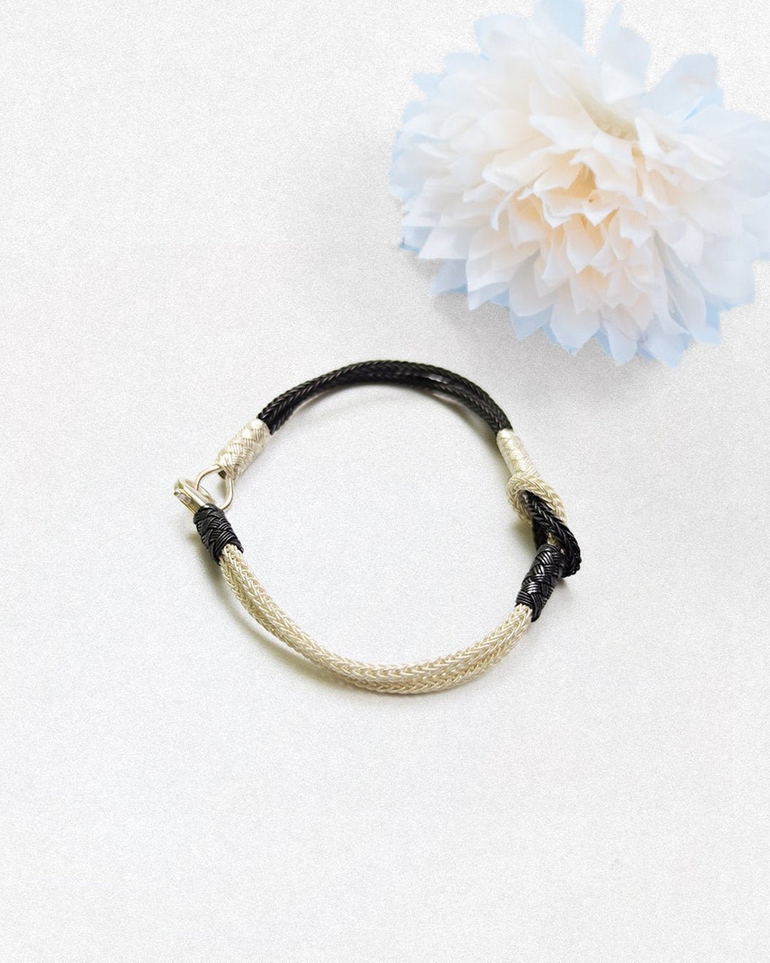 Exquisite Handmade Silver WOVEN BRACELET, Best Gifts for Women, Black and White Braclet available at Moyoni Design