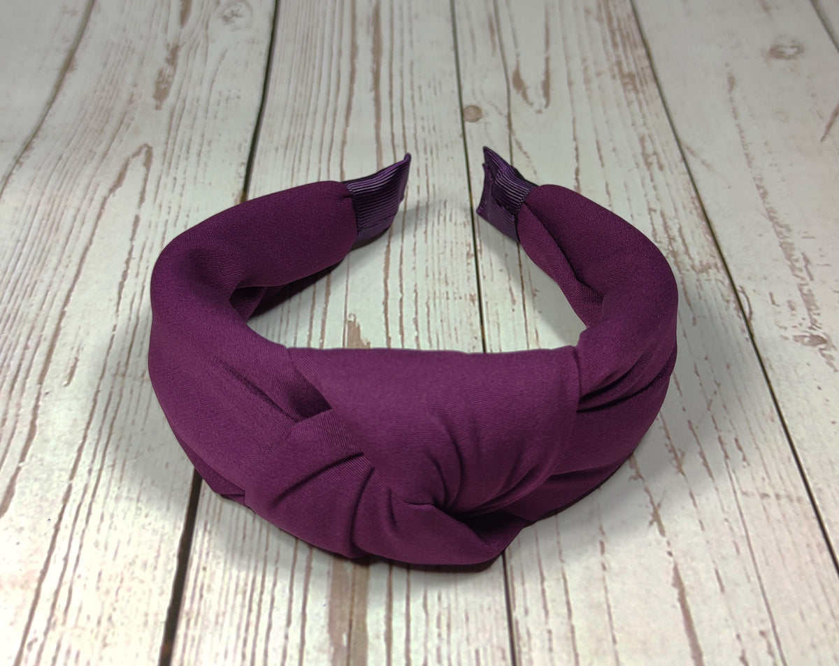 Premium Maroon Knotted Headband for Women - Fashionable Viscose Crepe Dark Cherry Color Hairband with Padded for Extra Comfort available at Moyoni Design