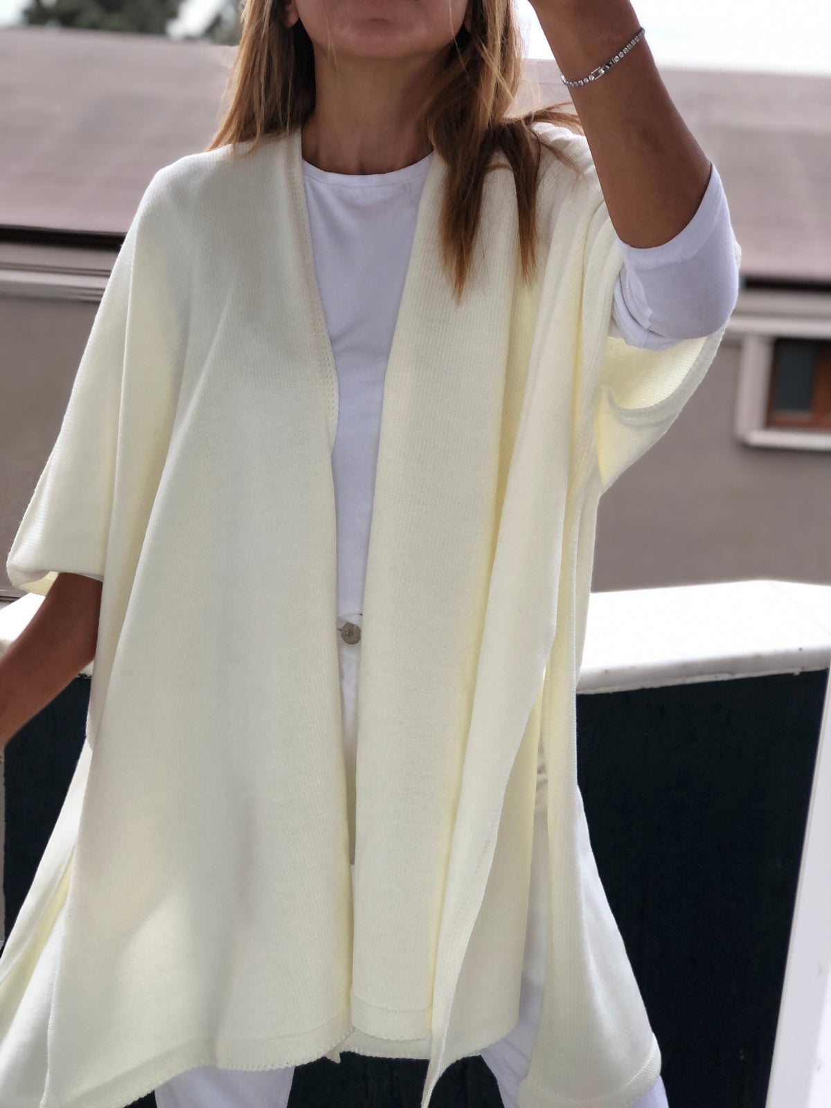 Beige Wool Acrylic Poncho Cardigan - Perfect for Winter and Autumn, Saint Patrick's Day Gift for Her