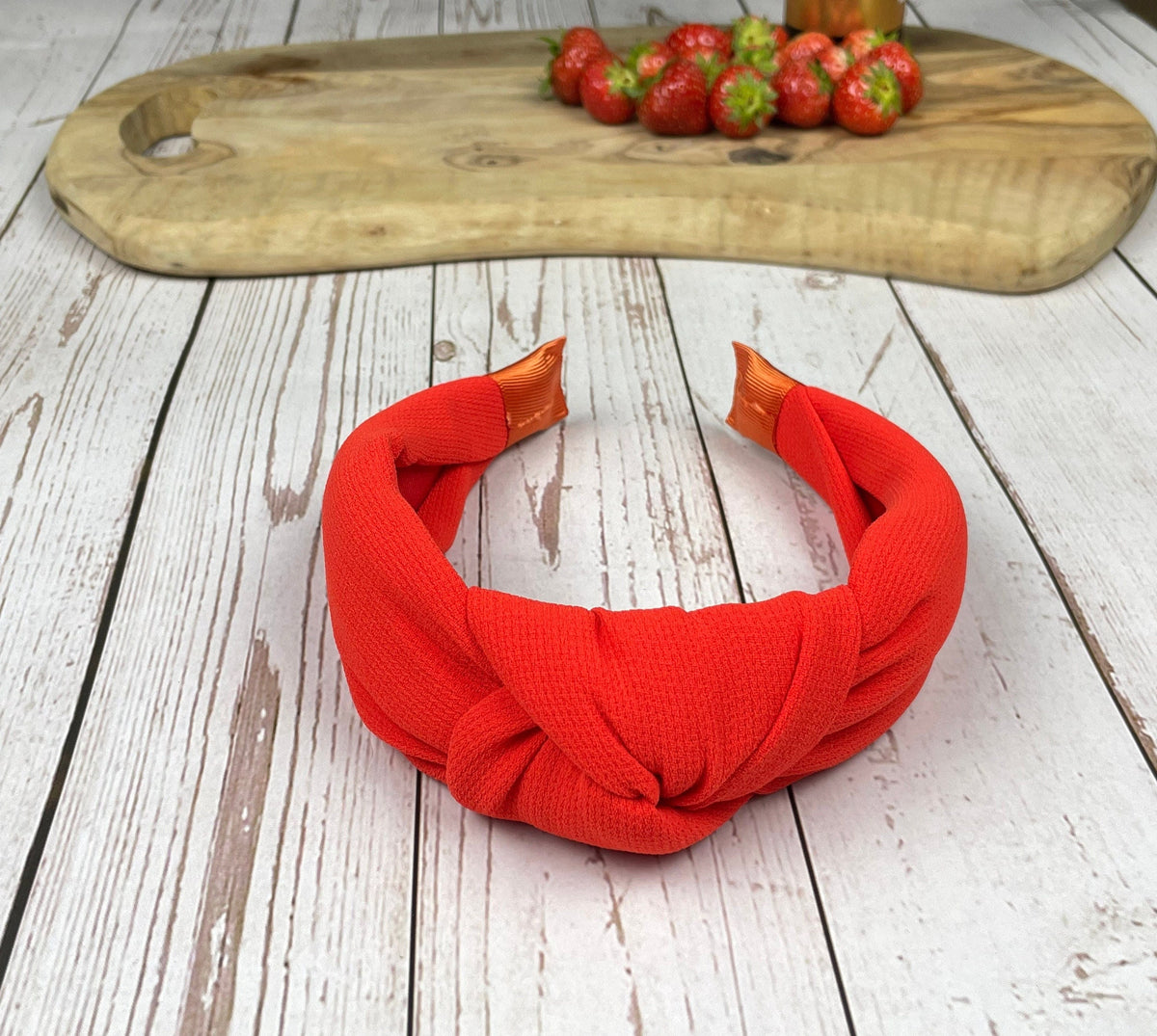 Orange Crepe Knotted Headband for Women, Padded Alice Band, Summer Wedding Guest Accessory