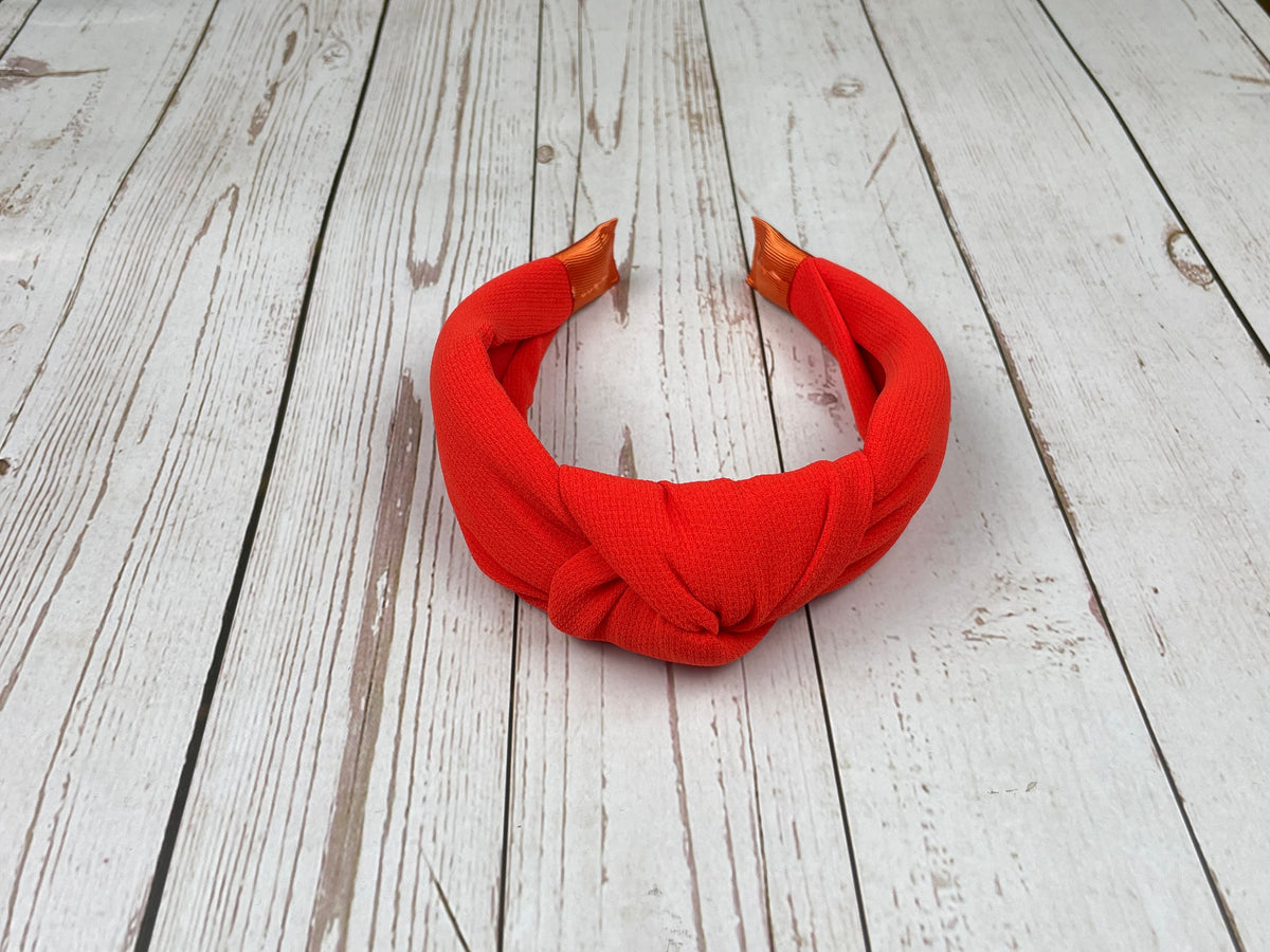 Orange Crepe Knotted Headband for Women, Padded Alice Band, Summer Wedding Guest Accessory