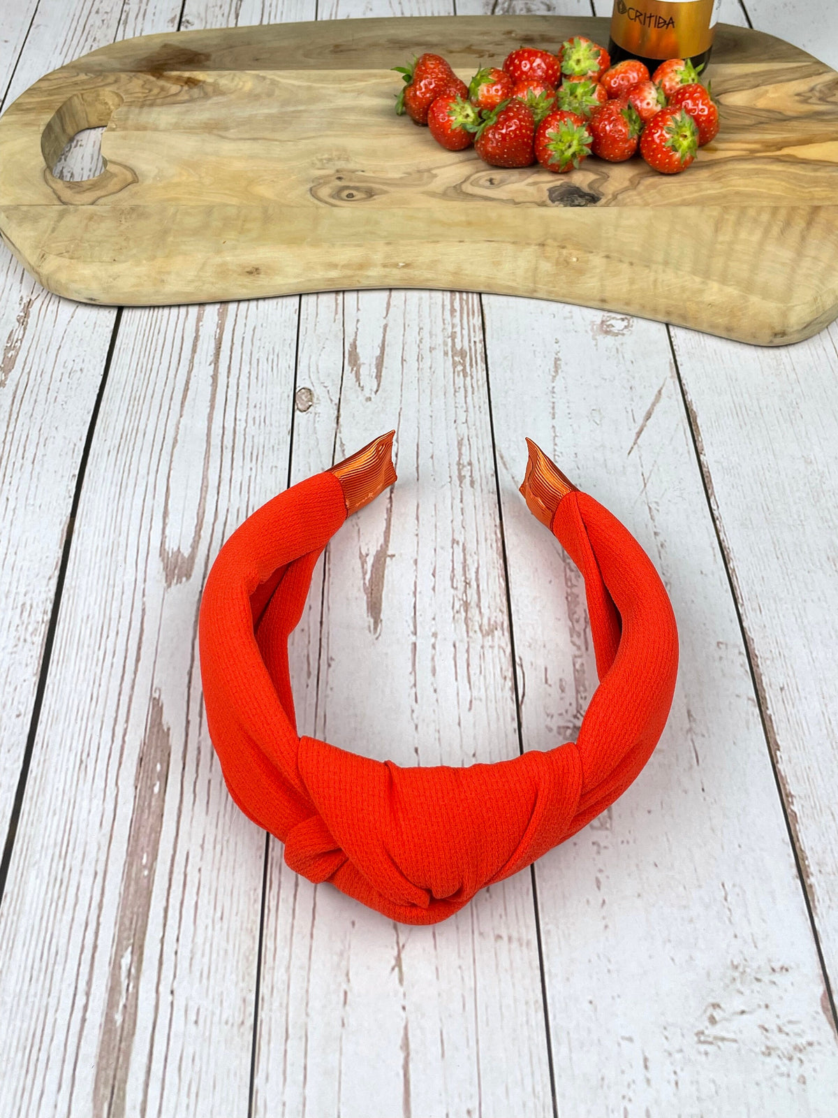 Orange Crepe Knotted Headband for Women, Padded Alice Band, Summer Wedding Guest Accessory