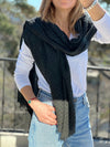 Handcrafted Elegant 100% Organic Cotton Rectangle Scarf in Black Anthracite Grey available at Moyoni Design