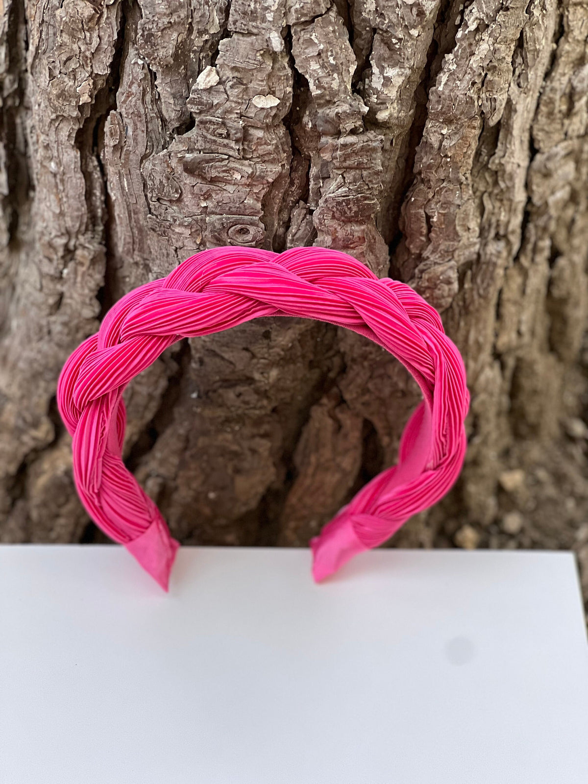 Pink Satin Braided Headband, Ruched Knot Alice Band, Summer Hair Accessory
