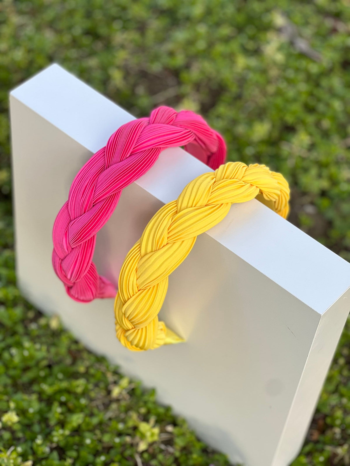 Pink Satin Braided Headband, Ruched Knot Alice Band, Summer Hair Accessory