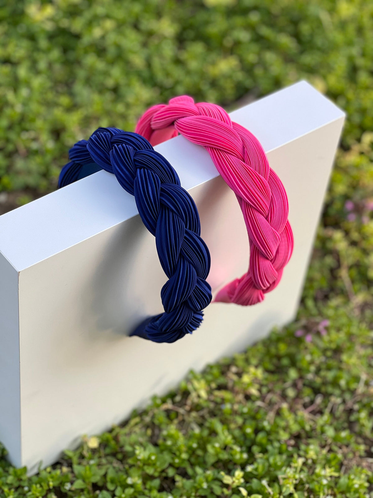 Pink Satin Braided Headband, Ruched Knot Alice Band, Summer Hair Accessory