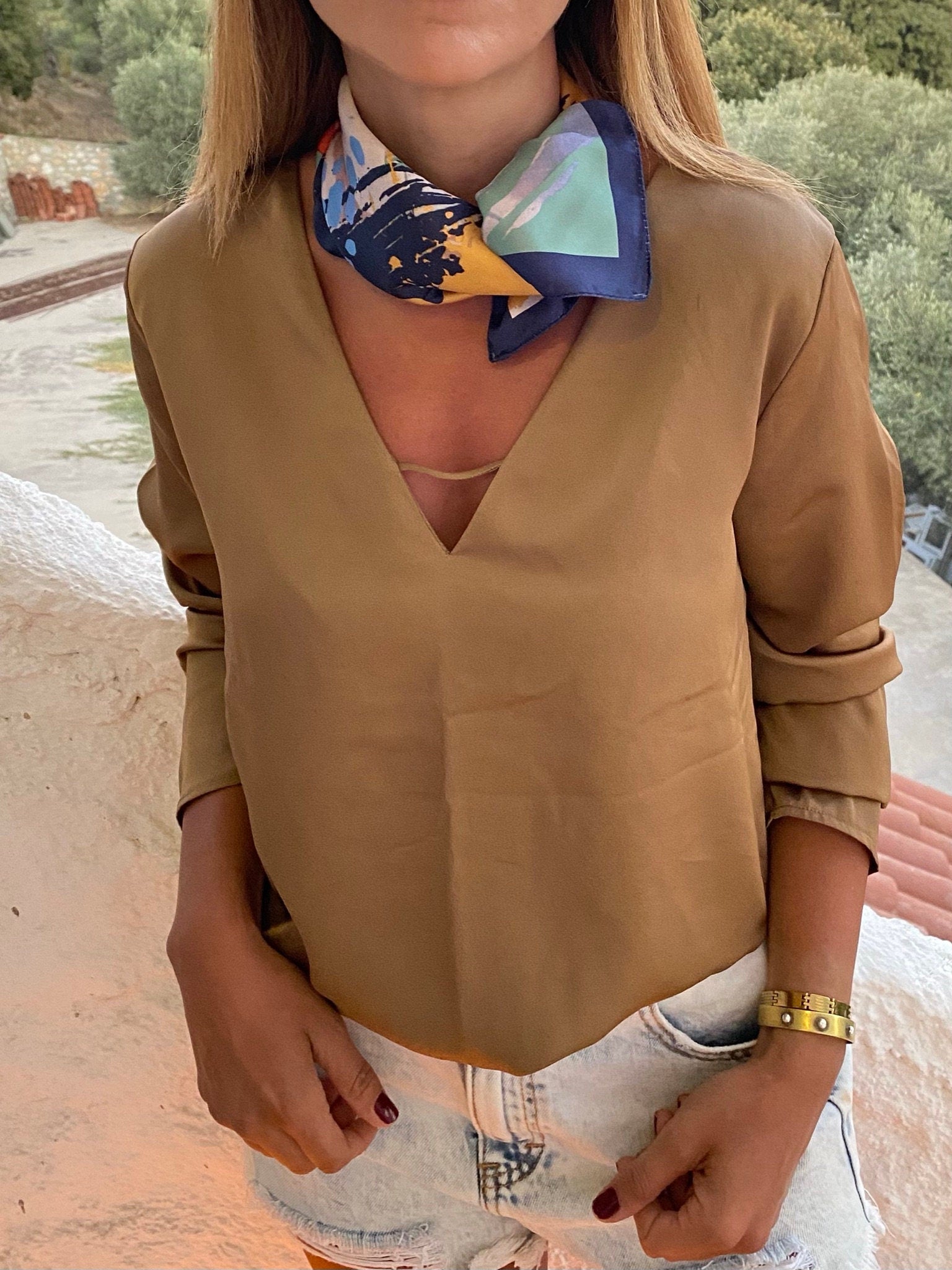 Stay stylish and cozy with our Dark Blue Yellow Head Scarf. Made from luxurious satin material, this scarf is the perfect gift for women who love to accessorize.