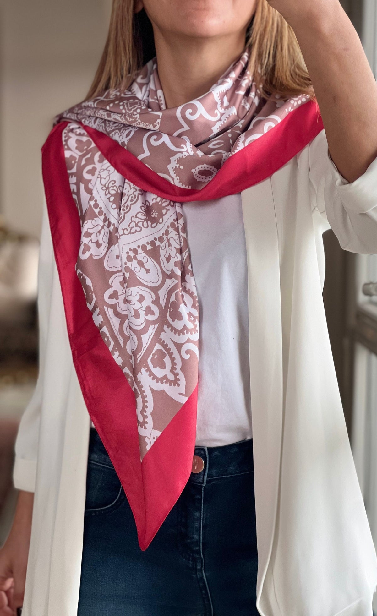 Elevate your style with our designer scarf collection. Each scarf is carefully crafted to showcase unique patterns and designs, making them a must-have accessory for any fashion-forward woman.