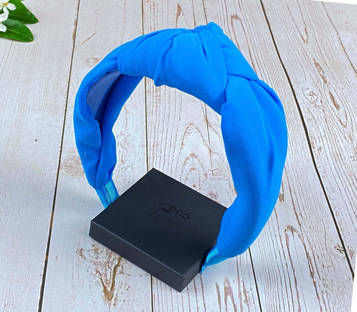 Light Blue Twist Knot Headband, Viscose Crepe Padded Alice Band