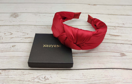 Premium Stylish and Comfortable Bright Red Satin Headband with Padded for Women - Perfect Gift for Her! available at Moyoni Design