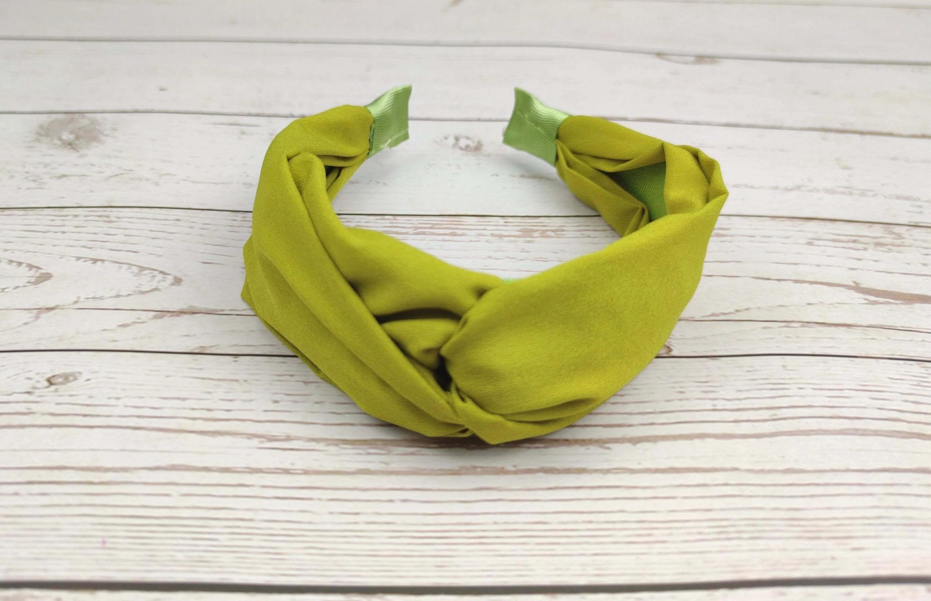 Pistachio Green KNOTTED HEADBAND, Women Classic Headband, Light Green Stylish Hairband, Wide Headband, Viscose Crepe Headband without Padded