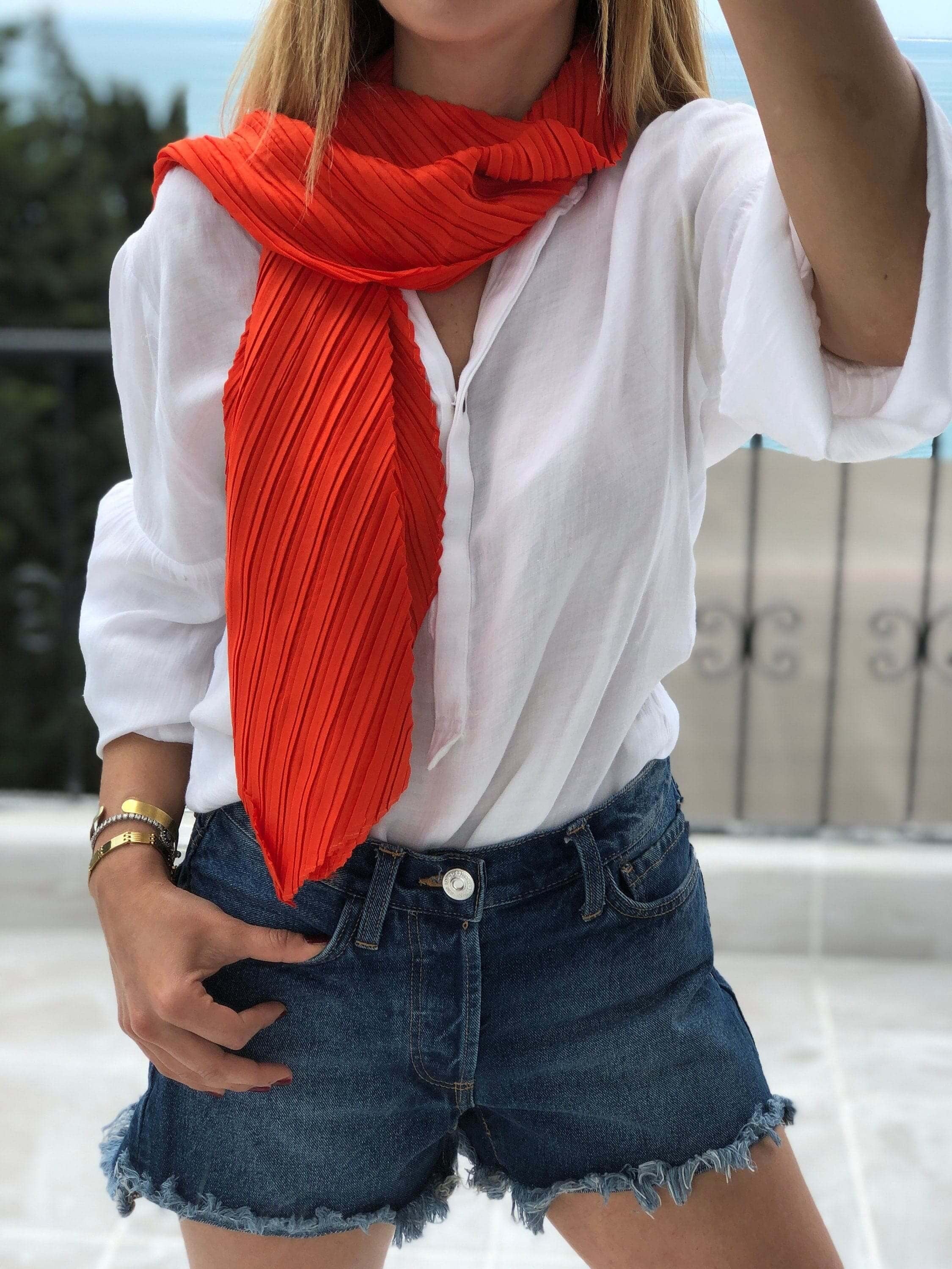 Light Color Viscose Cotton Scarf, Bright Color Shawl, Spring Autumn Scarf, Scarves for Women, Orange Color Scarf