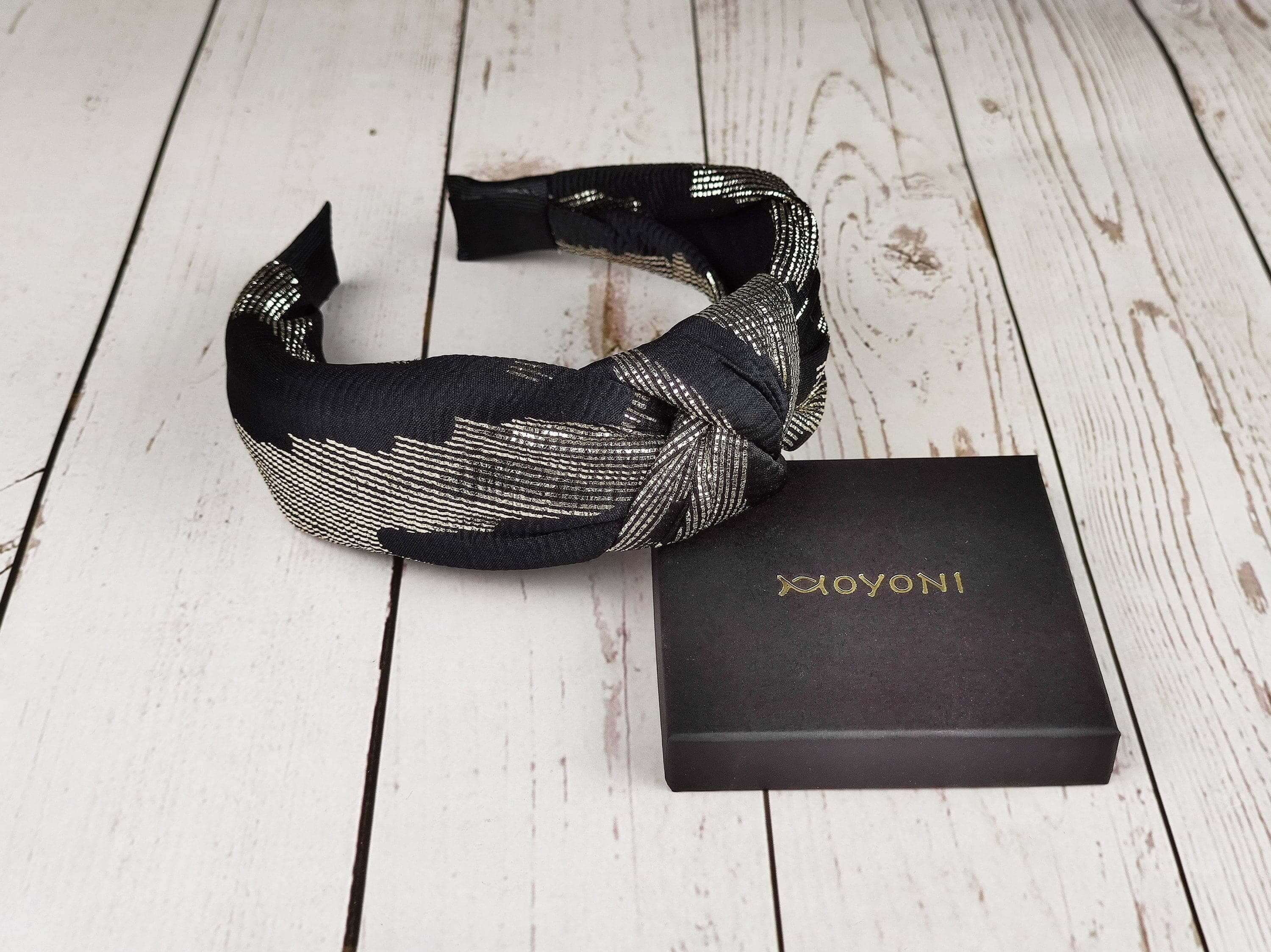 Black Gold Pattern Headband, Women Wide Headband, Stylish Hairband, Stylish Pattern Hairband, Viscon Fabric Boho Hairband