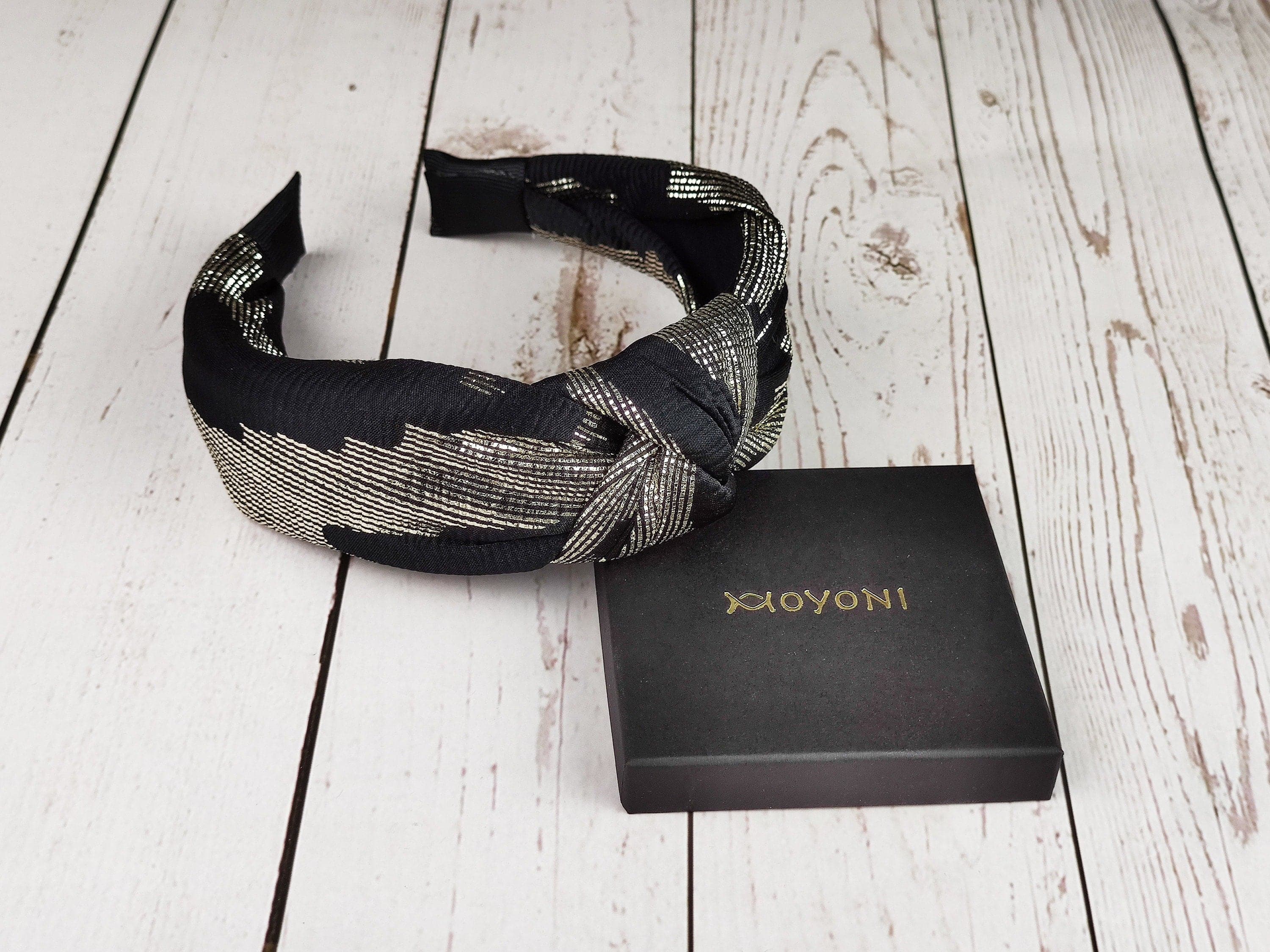 Black Gold Pattern Headband, Women Wide Headband, Stylish Hairband, Stylish Pattern Hairband, Viscon Fabric Boho Hairband