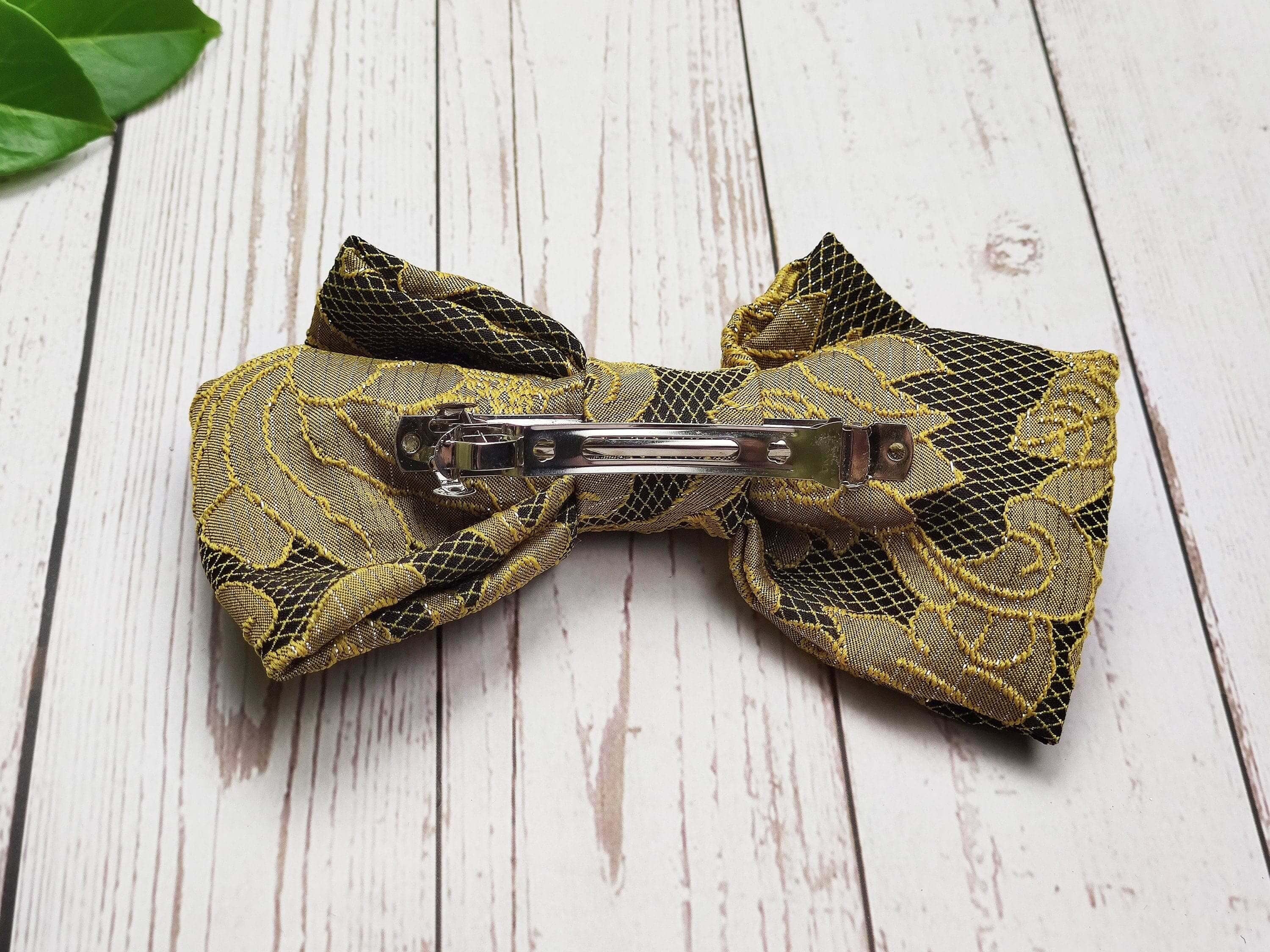 Add a pop of color to your hairstyle with our Handmade Guipure Lace Hair Clips in Mink and Yellow. These stylish hairpins are not only fashionable but also practical, holding your hair securely in place all day long.