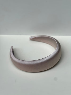 Delicate Beige Satin Padded Headband - Stylish Retro Accessory for Women in Light Cream Color available at Moyoni Design